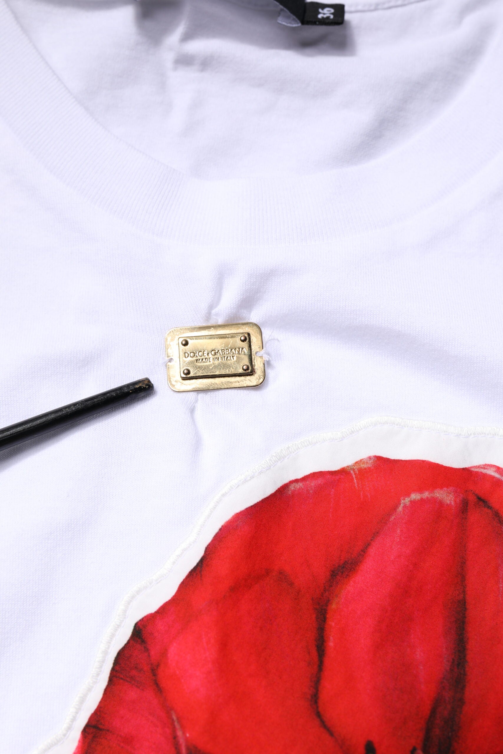 Dolce & Gabbana White Floral Print Cotton Crew Neck T-shirt