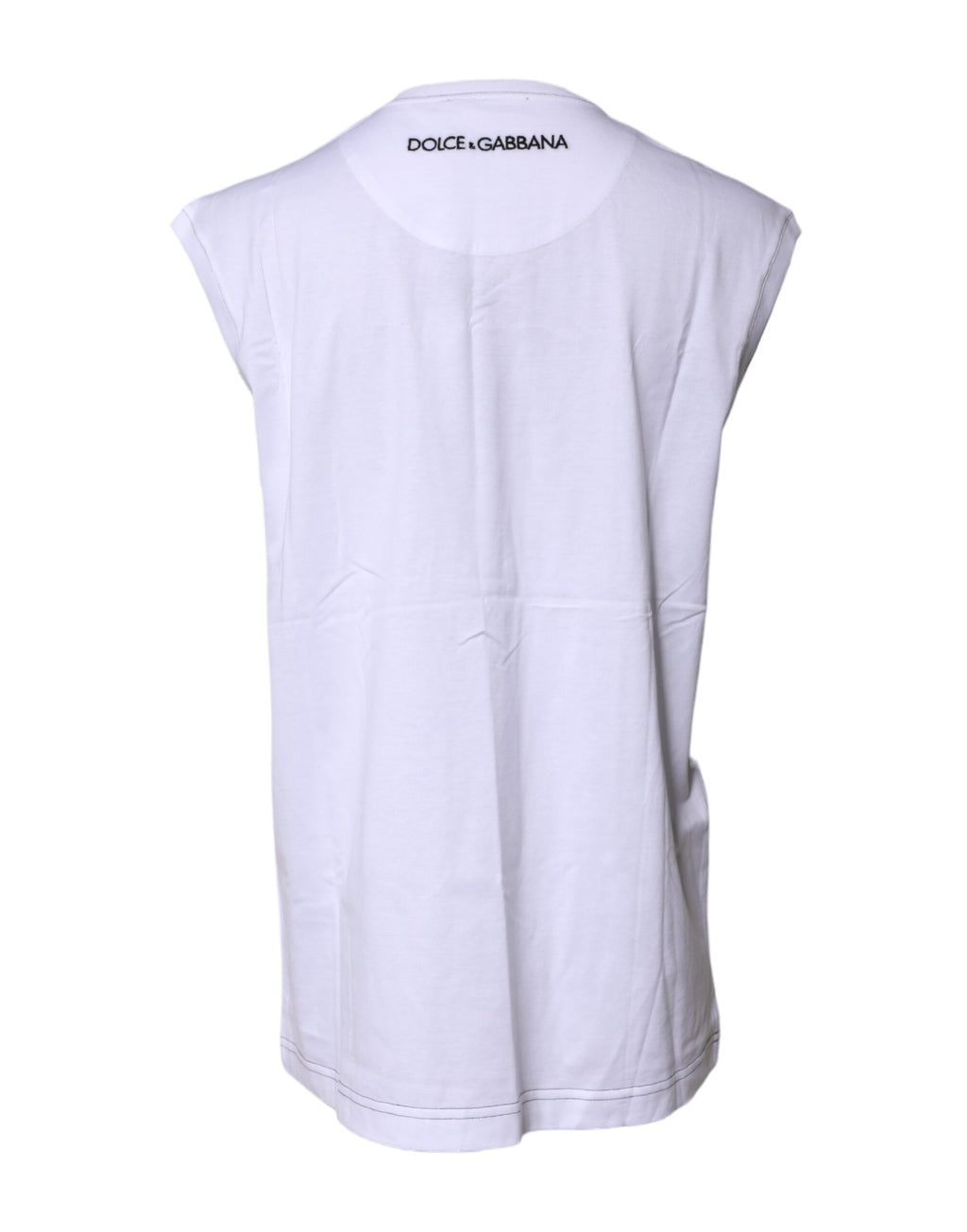 Dolce & Gabbana White Cotton Sleeveless Printed Tank T-shirt