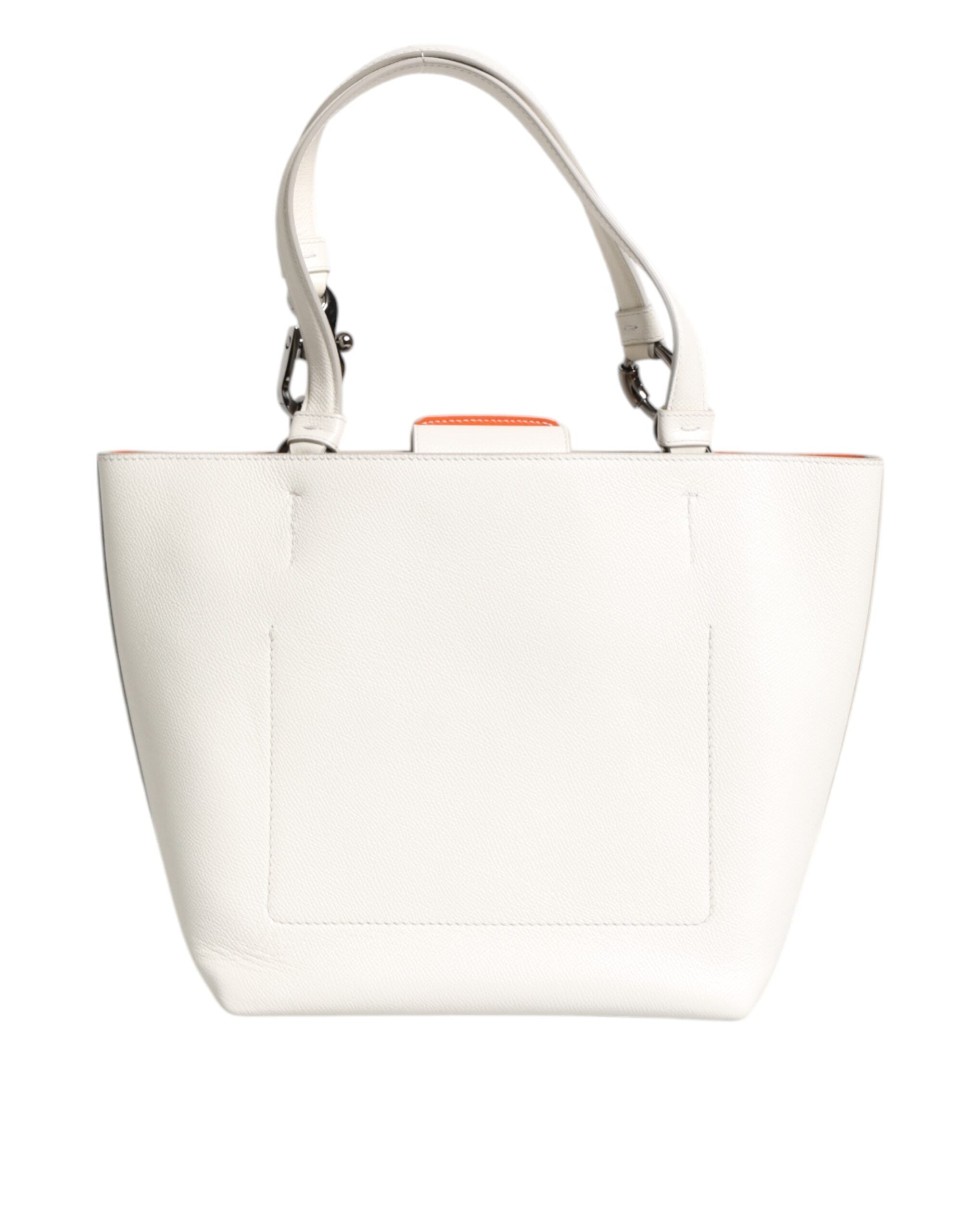 Dolce & Gabbana White Leather #DG BEATRICE Top Handle Tote Bag
