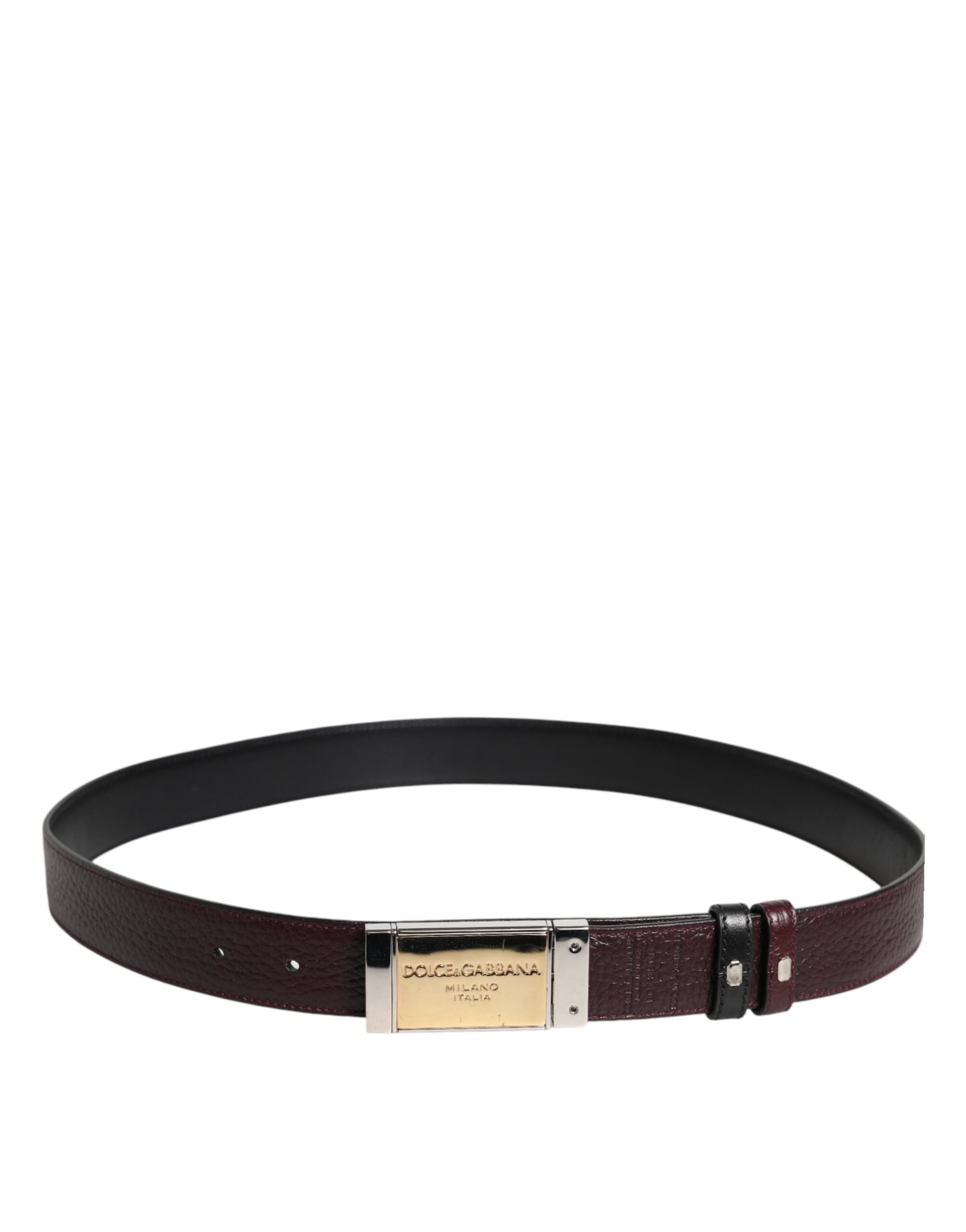Dolce & Gabbana Black Brown Leather Metal Buckle Reversible Belt