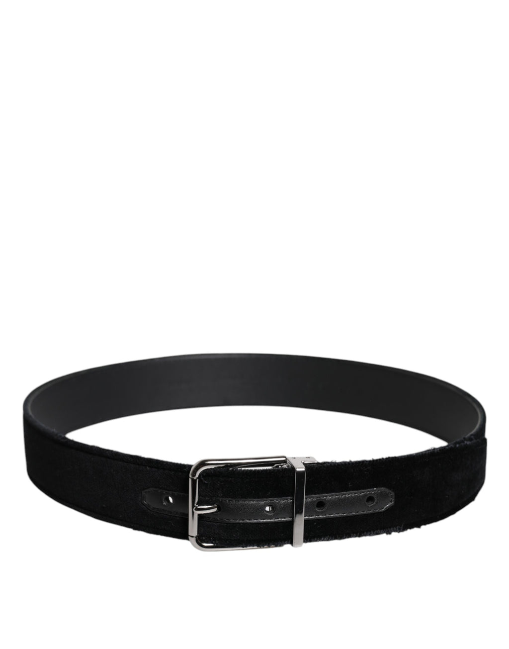 Dolce & Gabbana Black Cotton Silver Tone Metal Buckle Belt