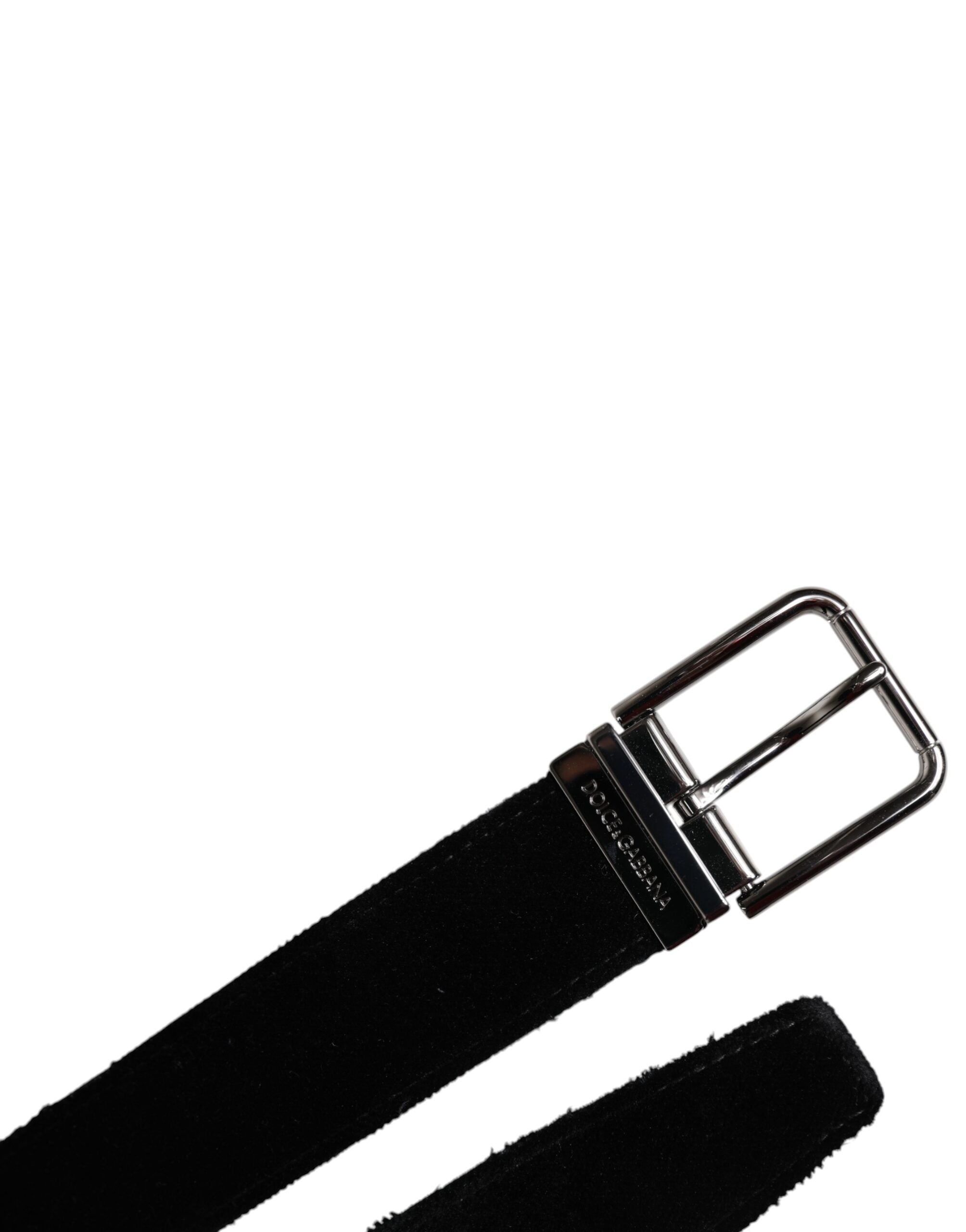 Dolce & Gabbana Black Cotton Silver Tone Metal Buckle Belt
