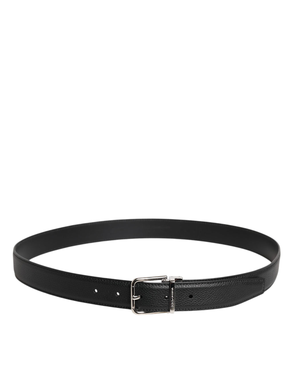 Dolce & Gabbana Black Leather Silver Metal Buckle Belt