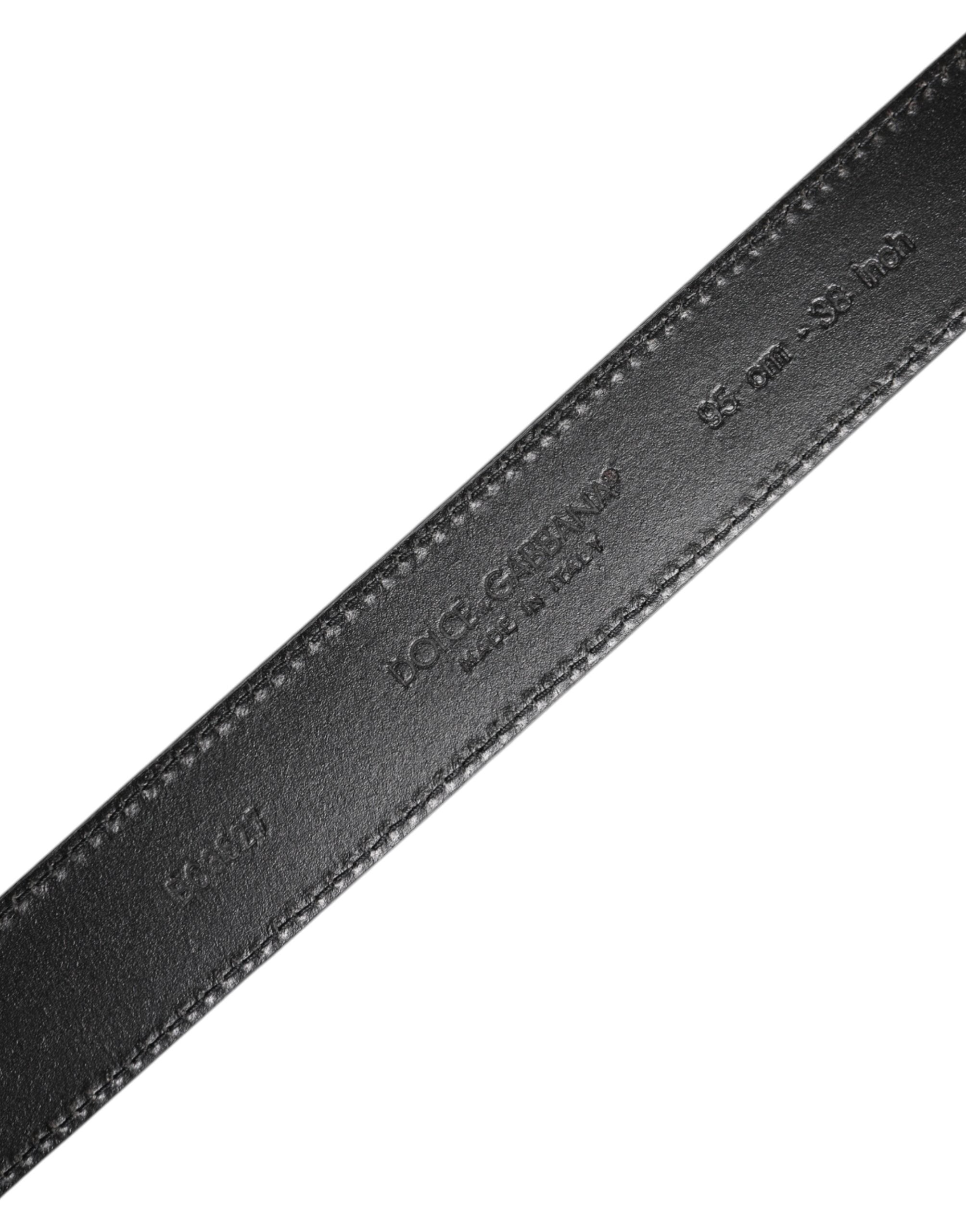 Dolce & Gabbana Black Leather Silver Metal Buckle Belt