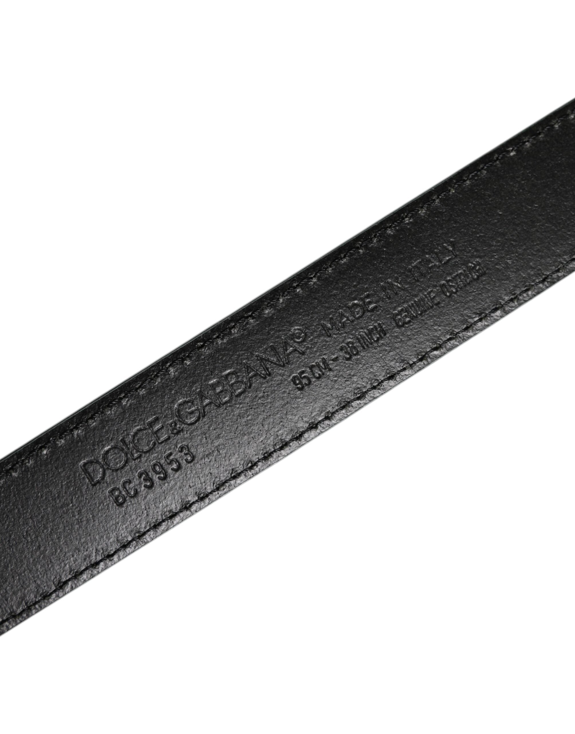 Dolce & Gabbana Green Leather Silver Tone Metal Buckle Belt