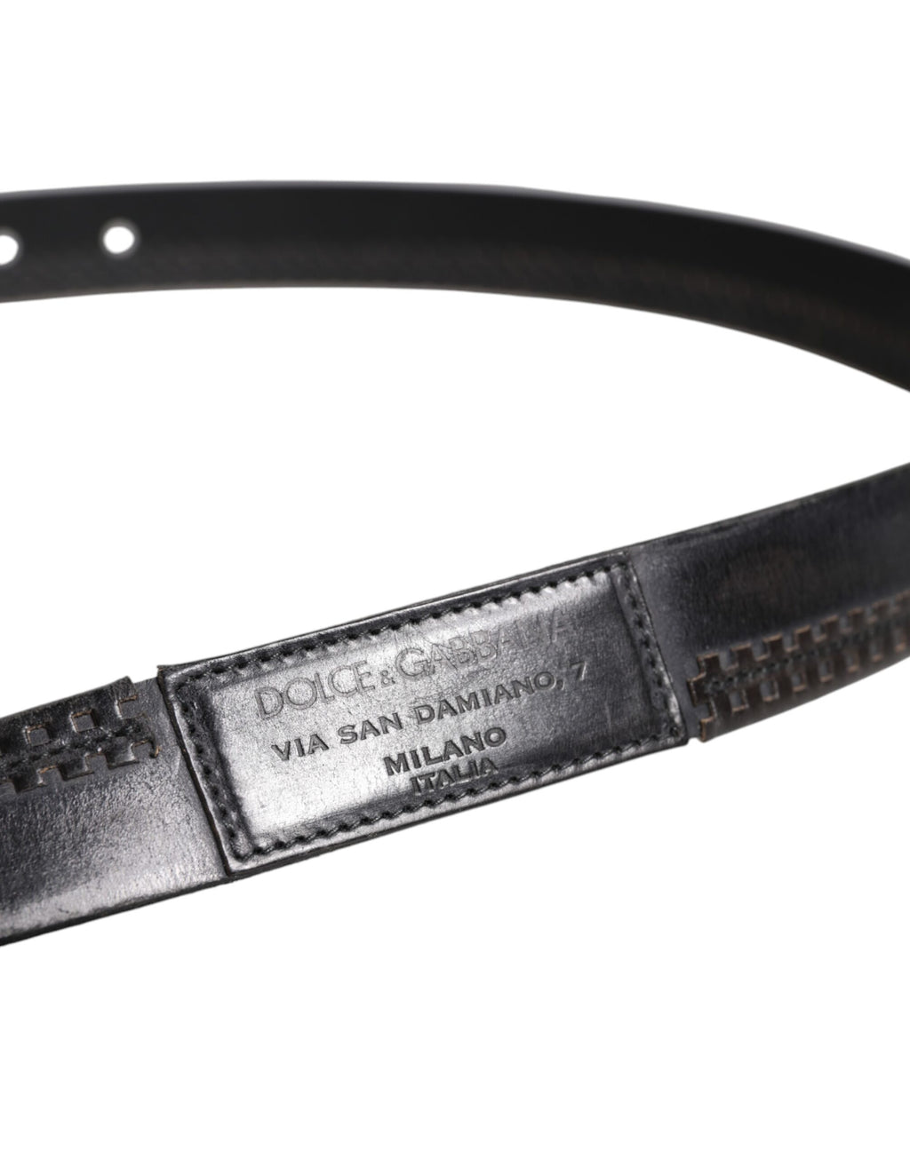 Dolce & Gabbana Black Leather Silver Tone Metal Buckle Belt