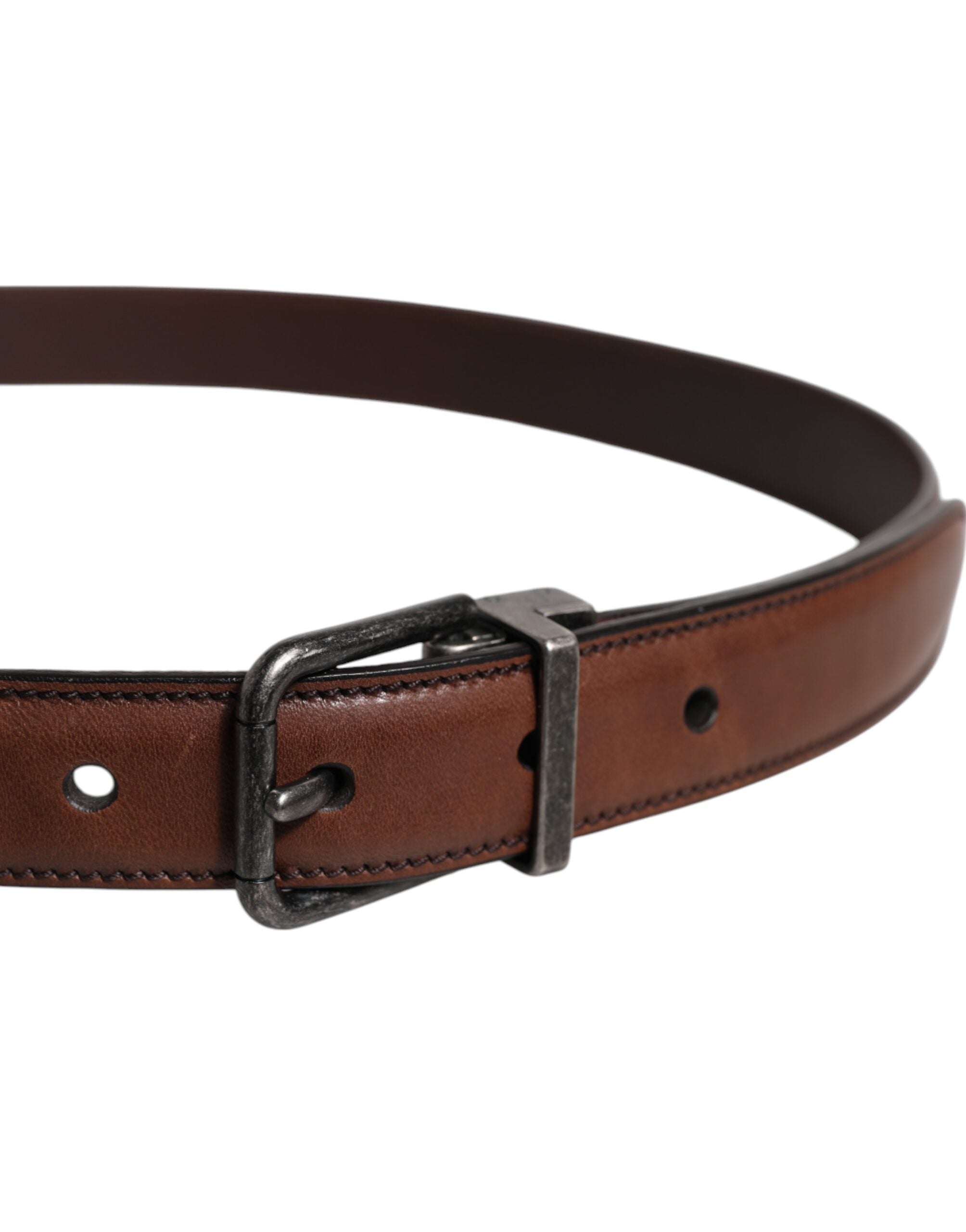 Dolce & Gabbana Brown Leather Metal Buckle Classic Belt