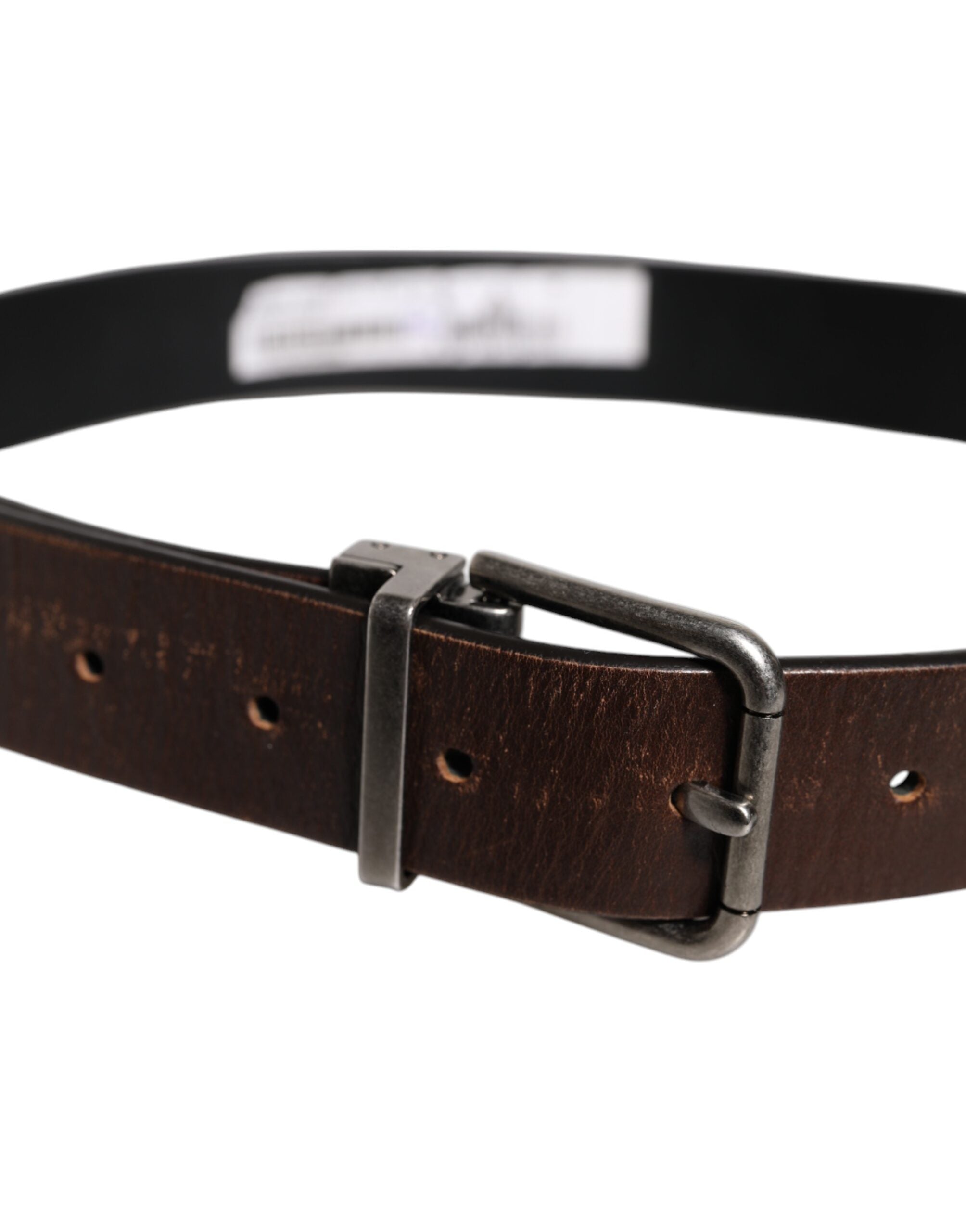 Dolce & Gabbana Brown Solid Leather Classic Waist Buckle Belt