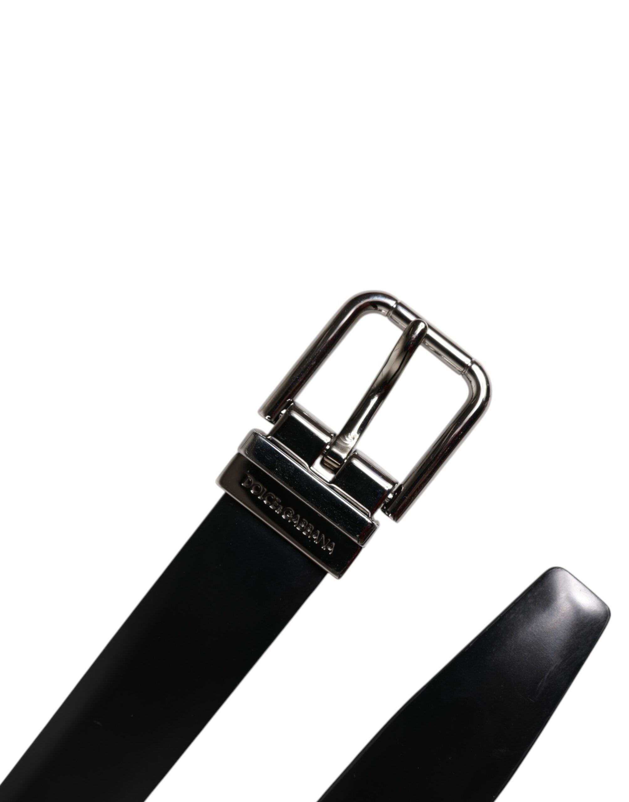 Dolce & Gabbana Black Solid Leather Classic Waist Buckle Belt