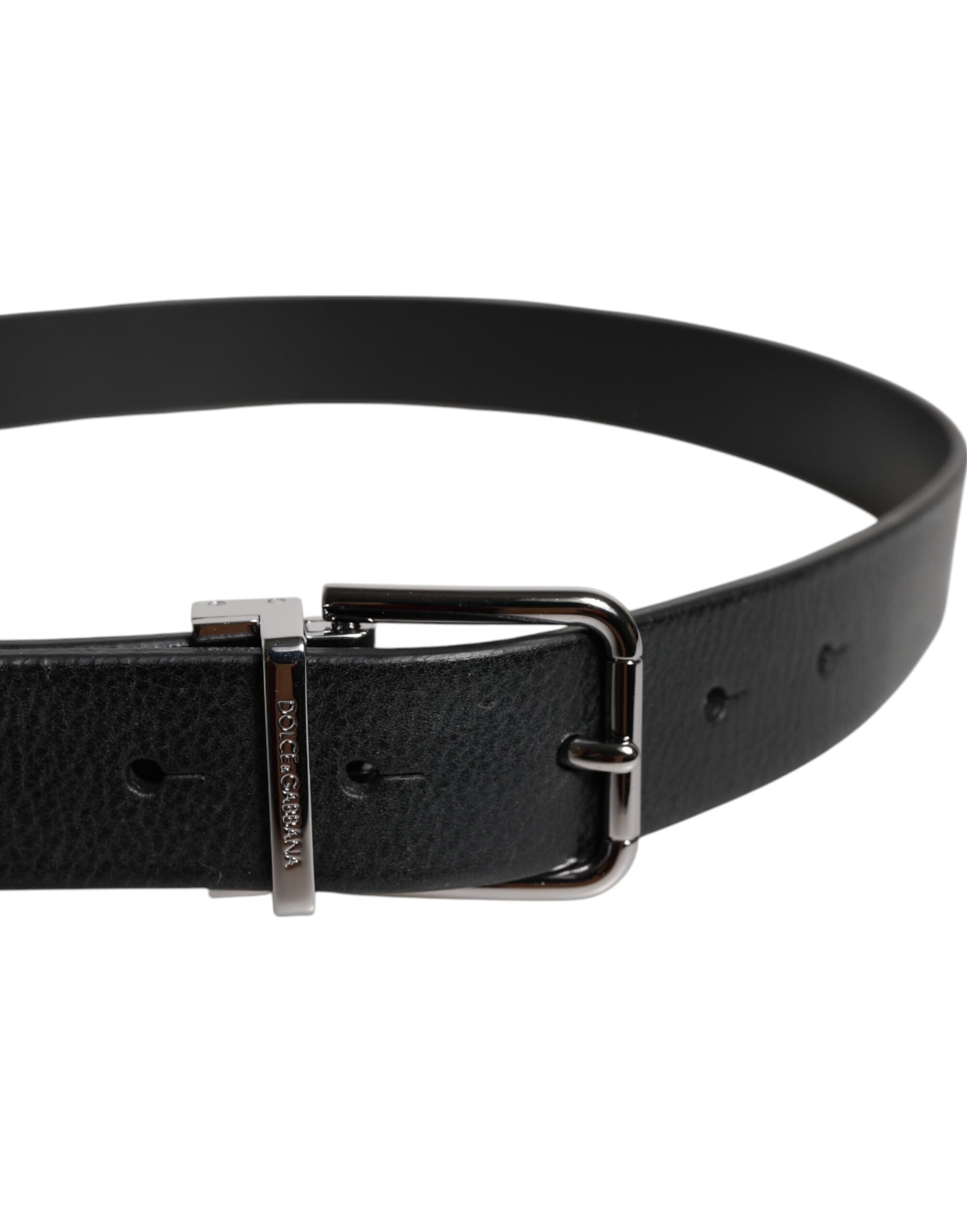 Dolce & Gabbana Black Leather Classic Metal Waist Buckle Belt