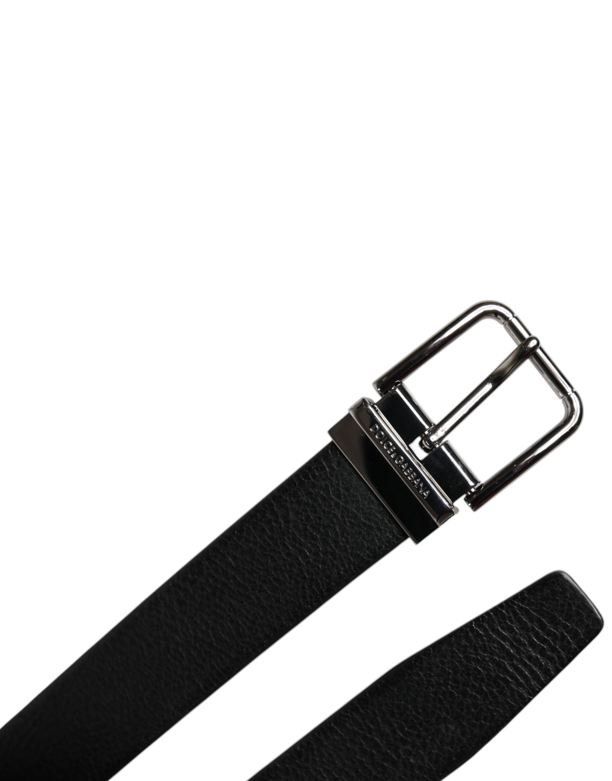 Dolce & Gabbana Black Leather Classic Metal Waist Buckle Belt