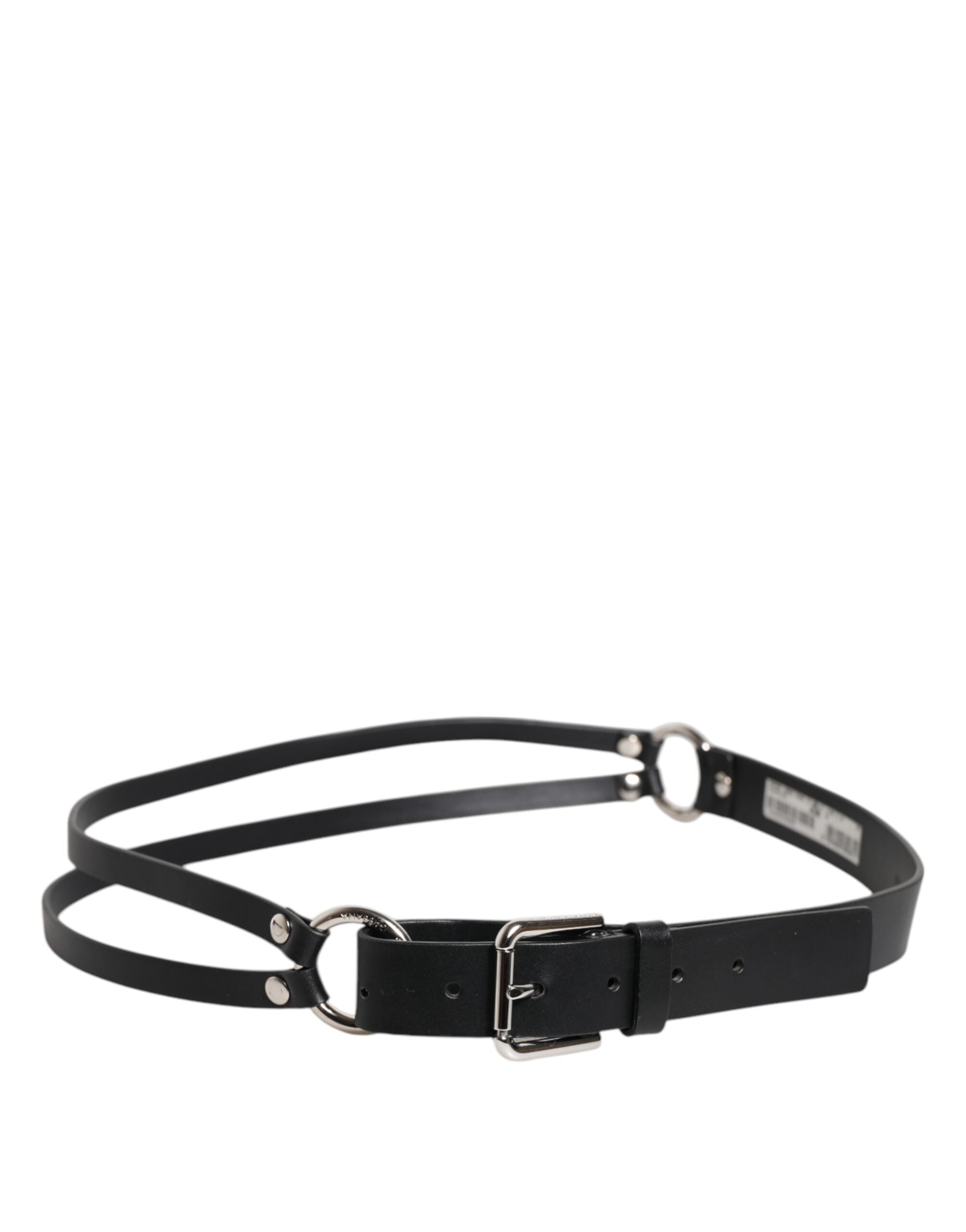 Dolce & Gabbana Black Leather Classic Metal Logo Buckle Belt