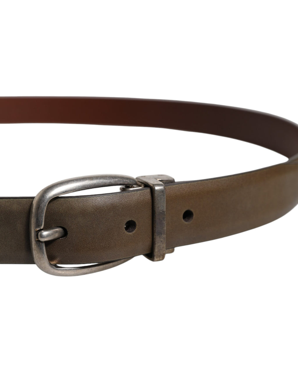 Dolce & Gabbana Brown Leather Classic Metal Logo Buckle Belt