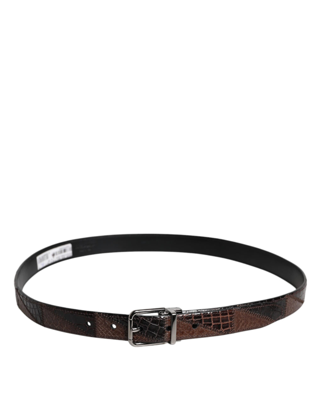 Dolce & Gabbana Brown Exotic Leather Metal Logo Buckle Belt