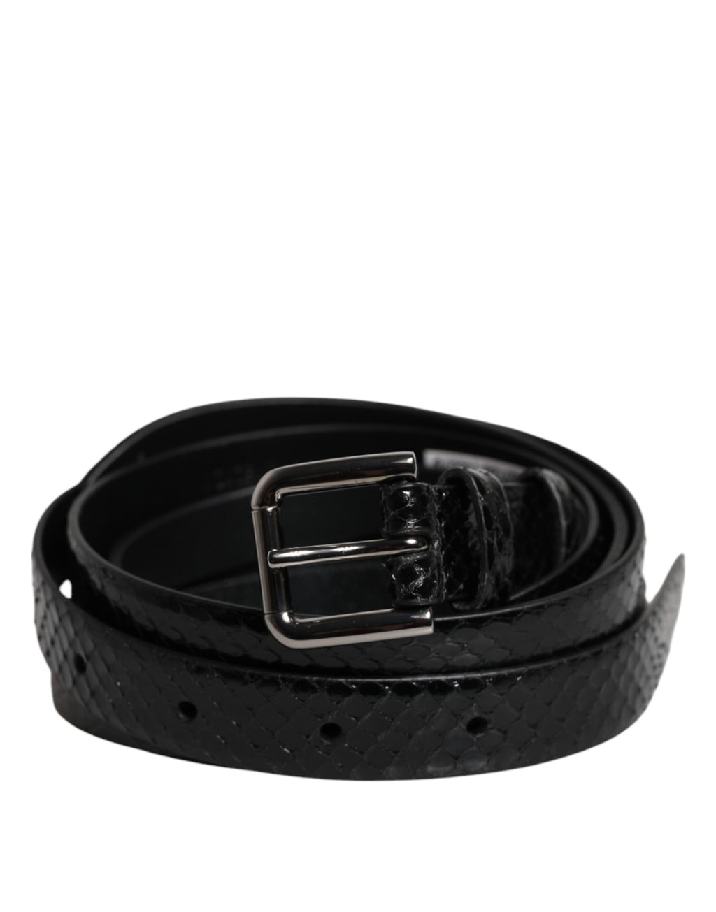 Dolce & Gabbana Black Leather Classic Metal Logo Buckle Belt