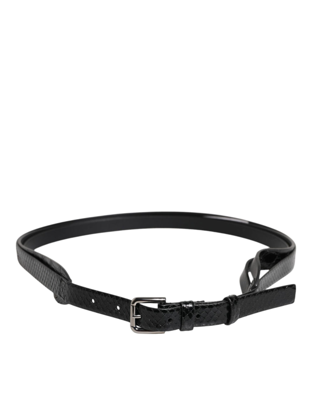 Dolce & Gabbana Black Leather Classic Metal Logo Buckle Belt