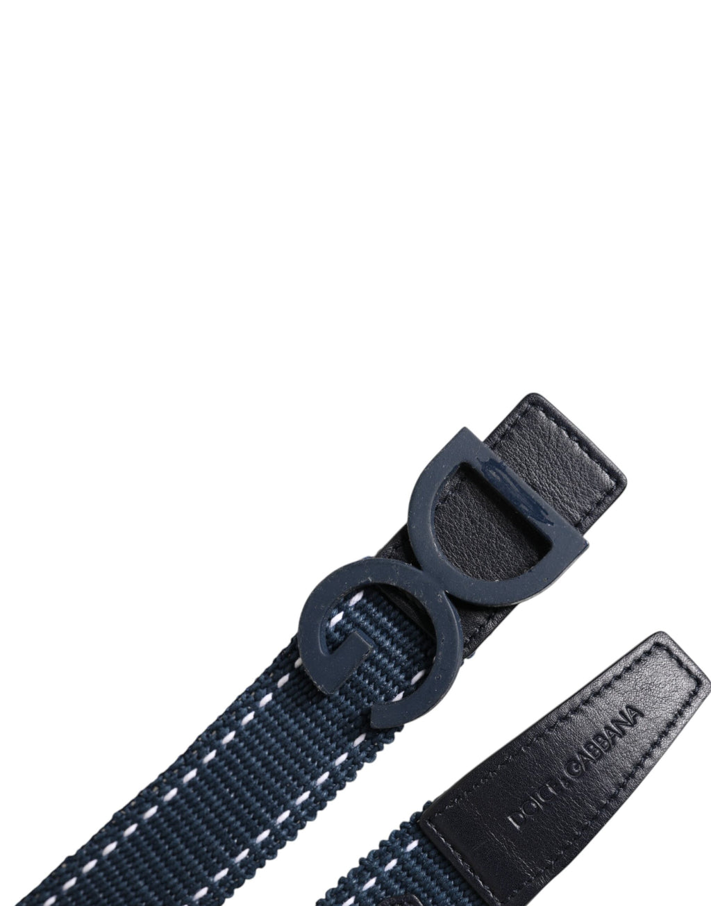 Dolce & Gabbana Blue White Cotton DG Logo Metal Buckle Belt