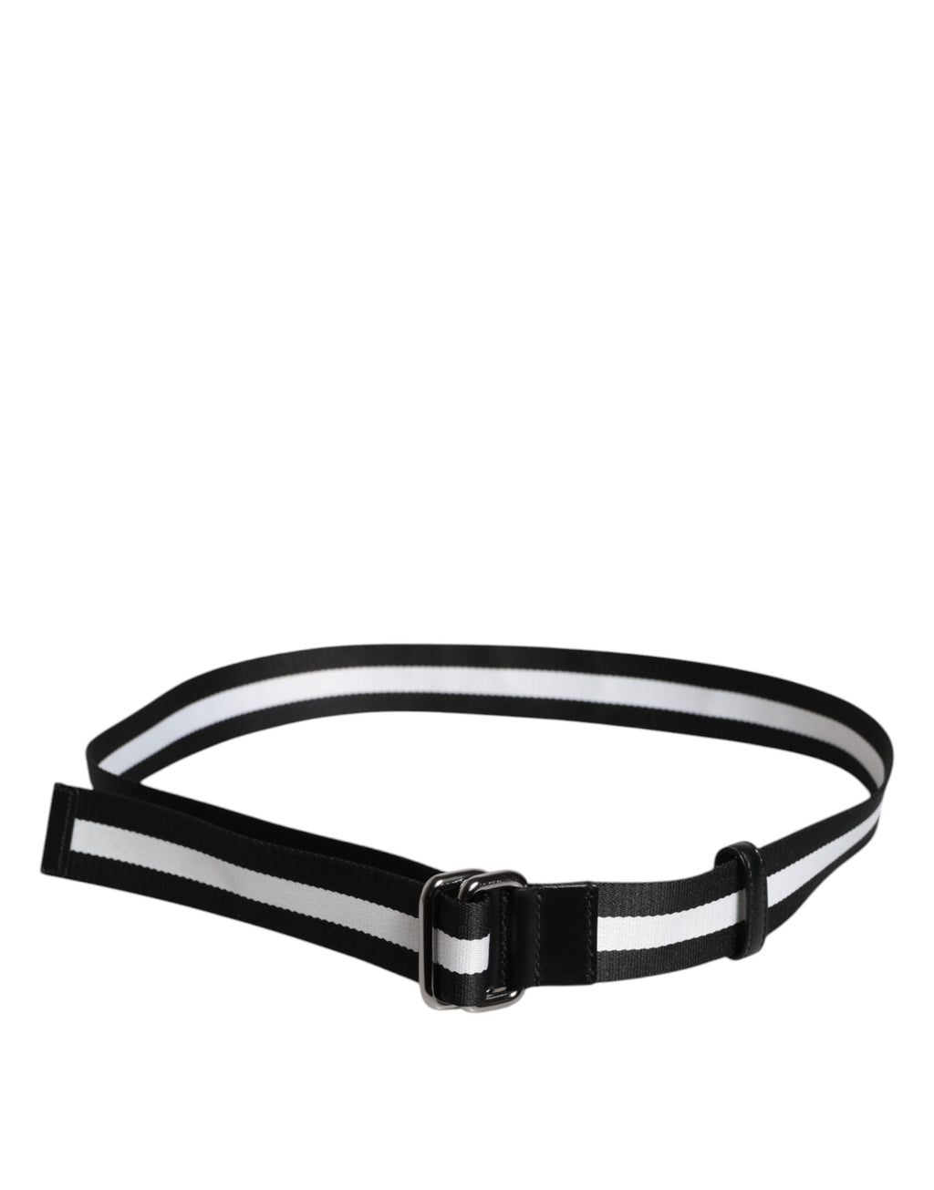 Dolce & Gabbana Black Yellow Logo Striped Metal Buckle Belt