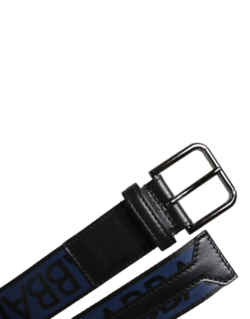 Dolce & Gabbana Black Blue Polyester Printed Metal Buckle Belt