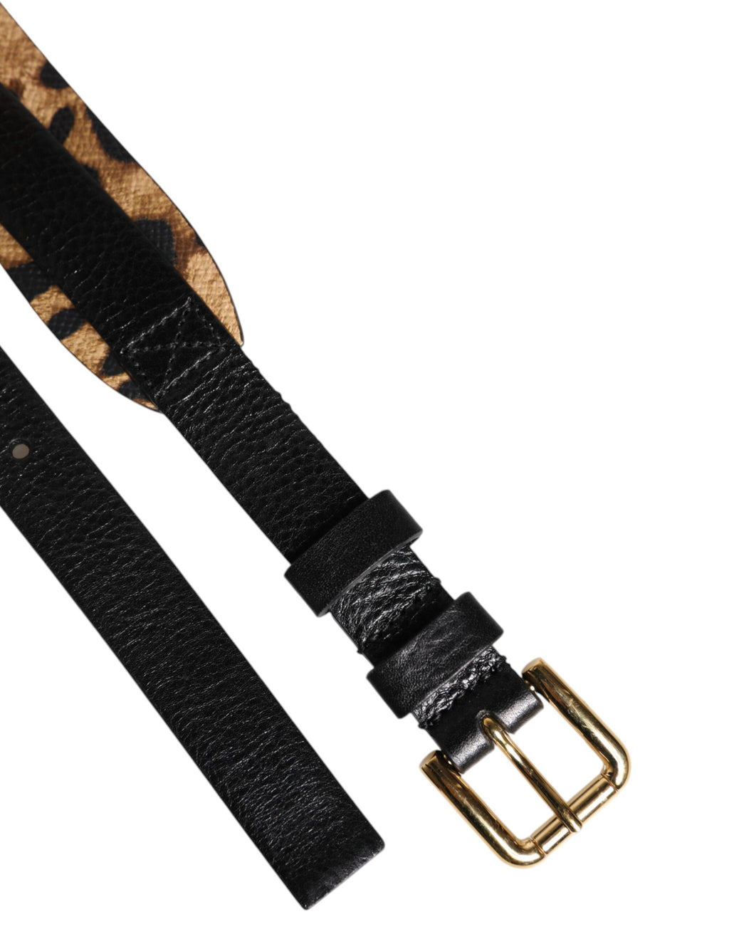 Dolce & Gabbana Black Leopard Classic Gold Metal Buckle Belt