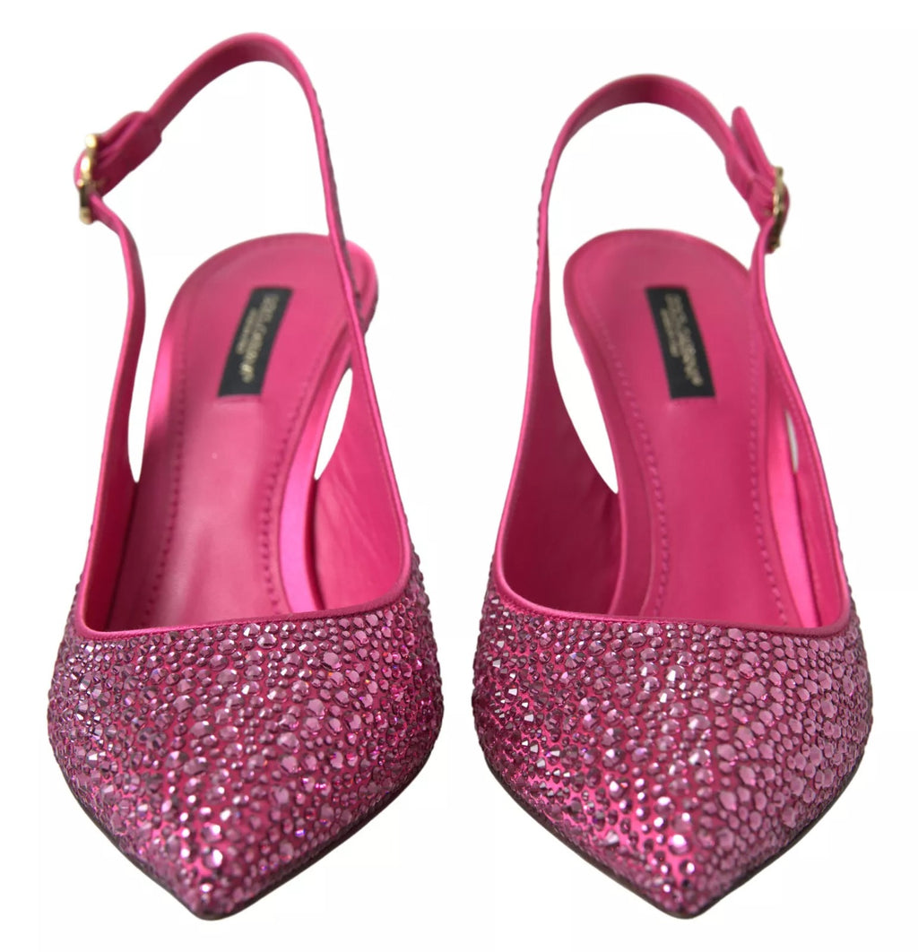 Dolce & Gabbana Pink Slingbacks Crystal Pumps Shoes