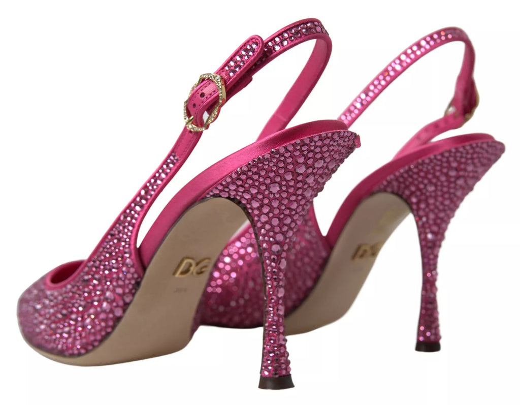 Dolce & Gabbana Pink Slingbacks Crystal Pumps Shoes