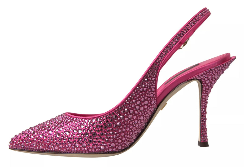 Dolce & Gabbana Pink Slingbacks Crystal Pumps Shoes
