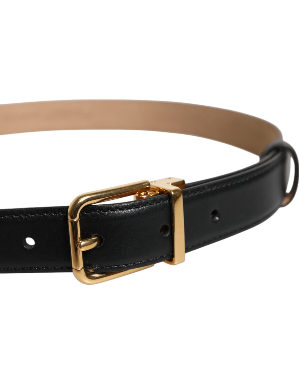 Dolce & Gabbana Black Leather Logo Metal Waist Buckle Belt