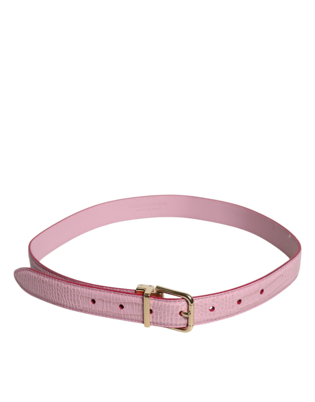 Dolce & Gabbana Pink Leather Gold Logo Metal Waist Buckle Belt