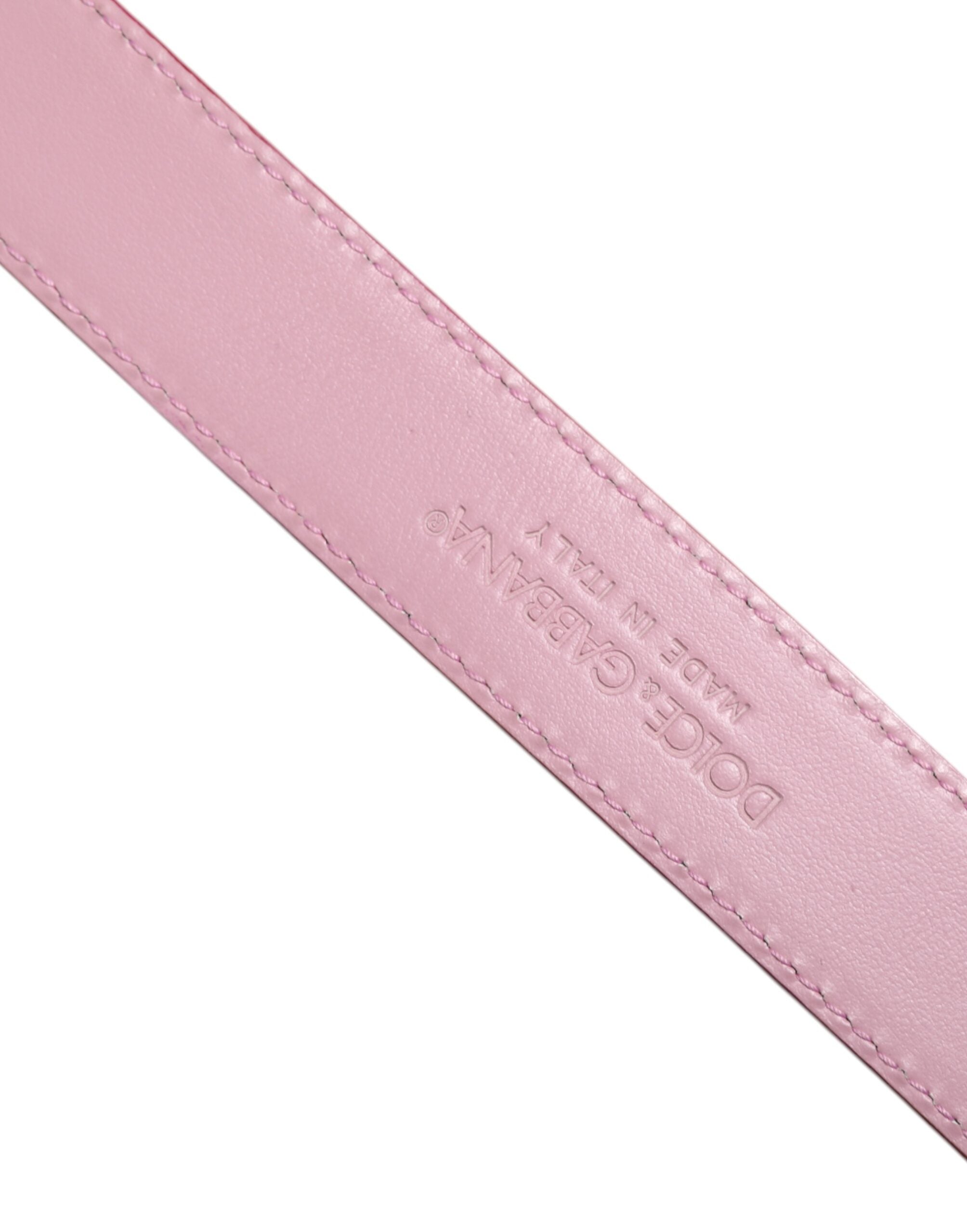 Dolce & Gabbana Pink Leather Gold Logo Metal Waist Buckle Belt