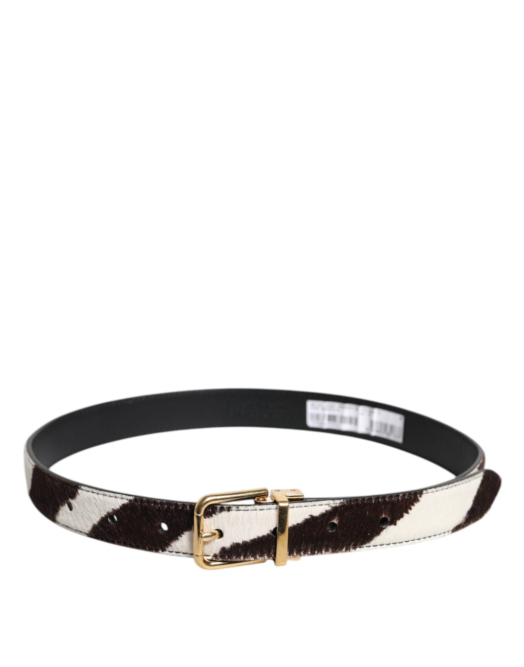 Dolce & Gabbana Black White Pony Leather Waist Buckle Belt