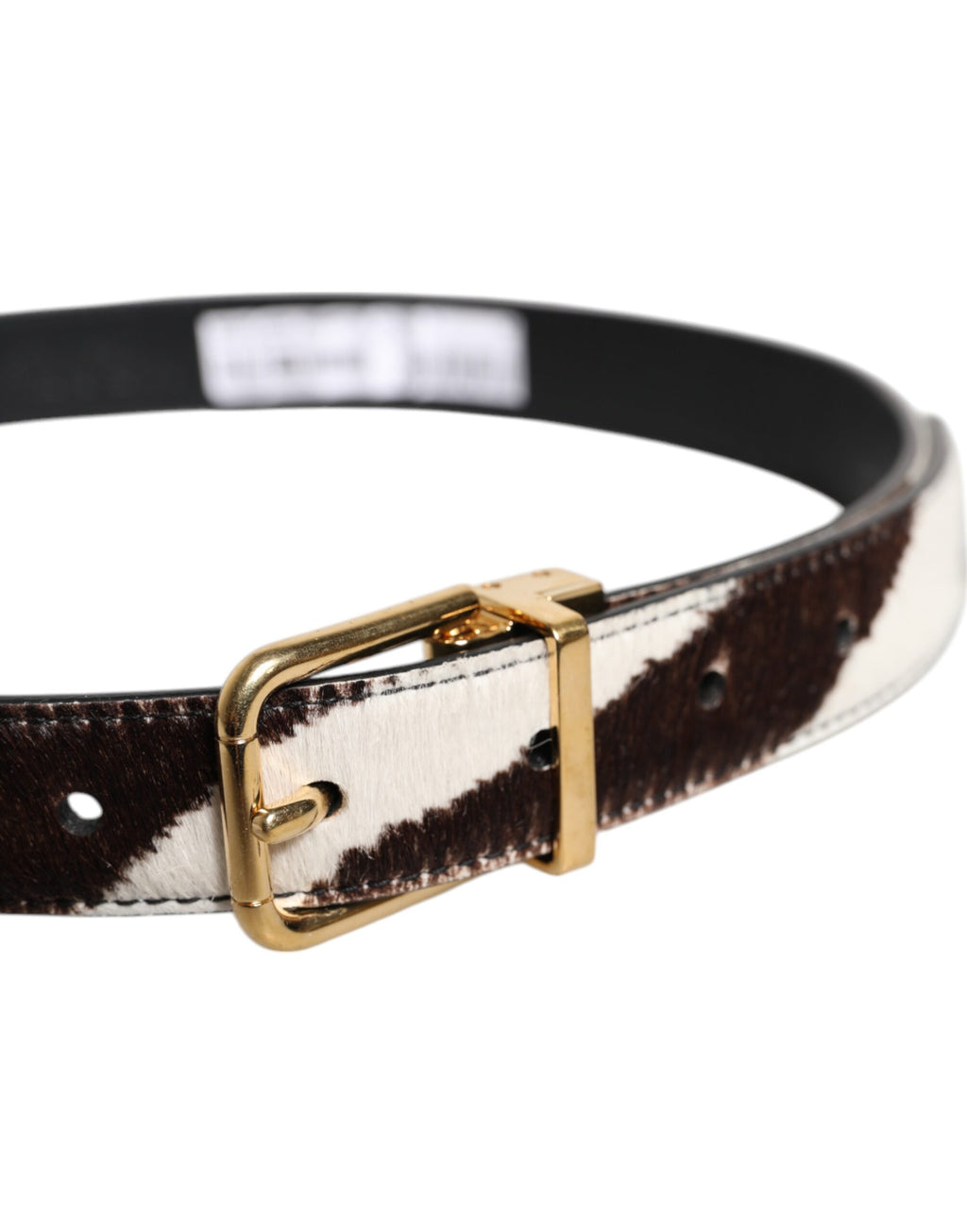 Dolce & Gabbana Black White Pony Leather Waist Buckle Belt