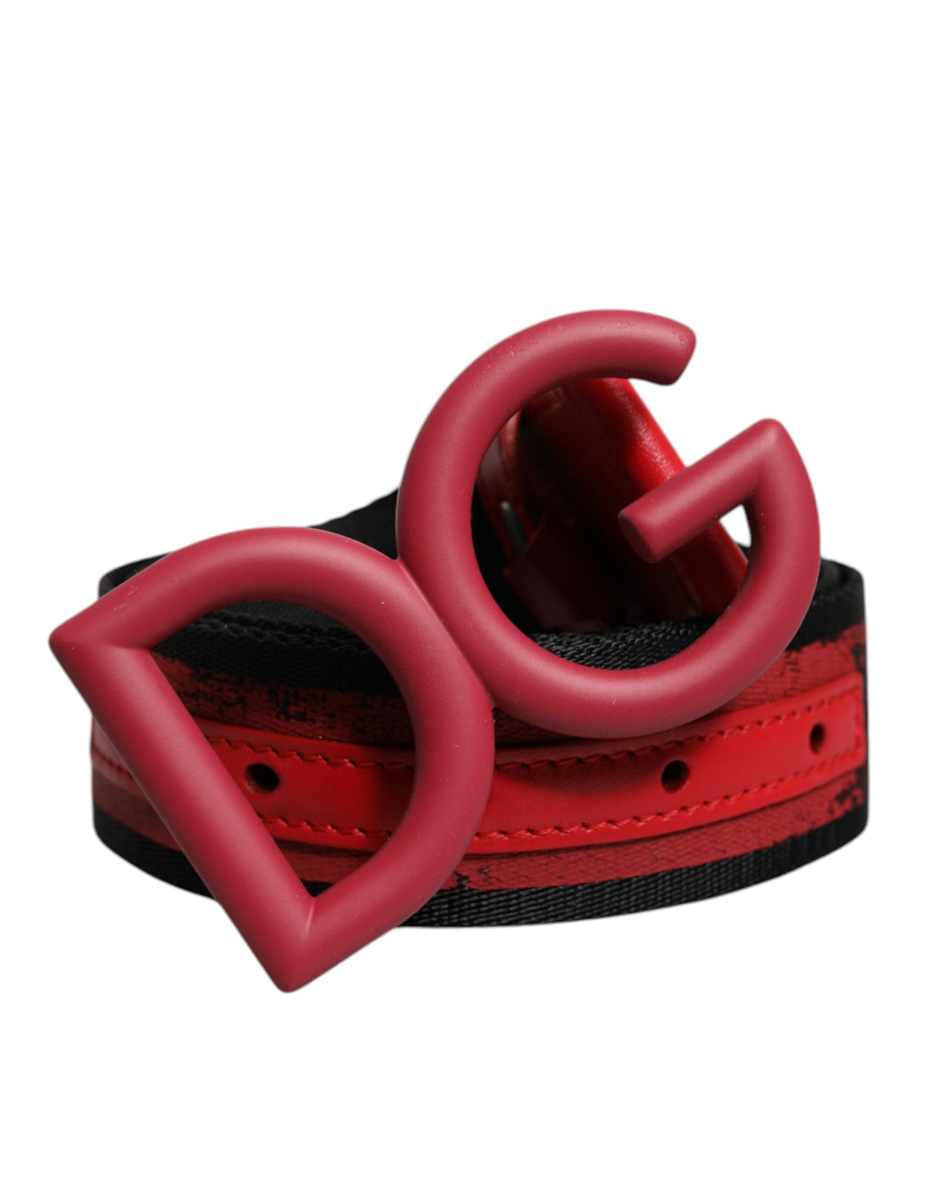 Dolce & Gabbana Black Red Nylon DG Metal Waist Buckle Belt