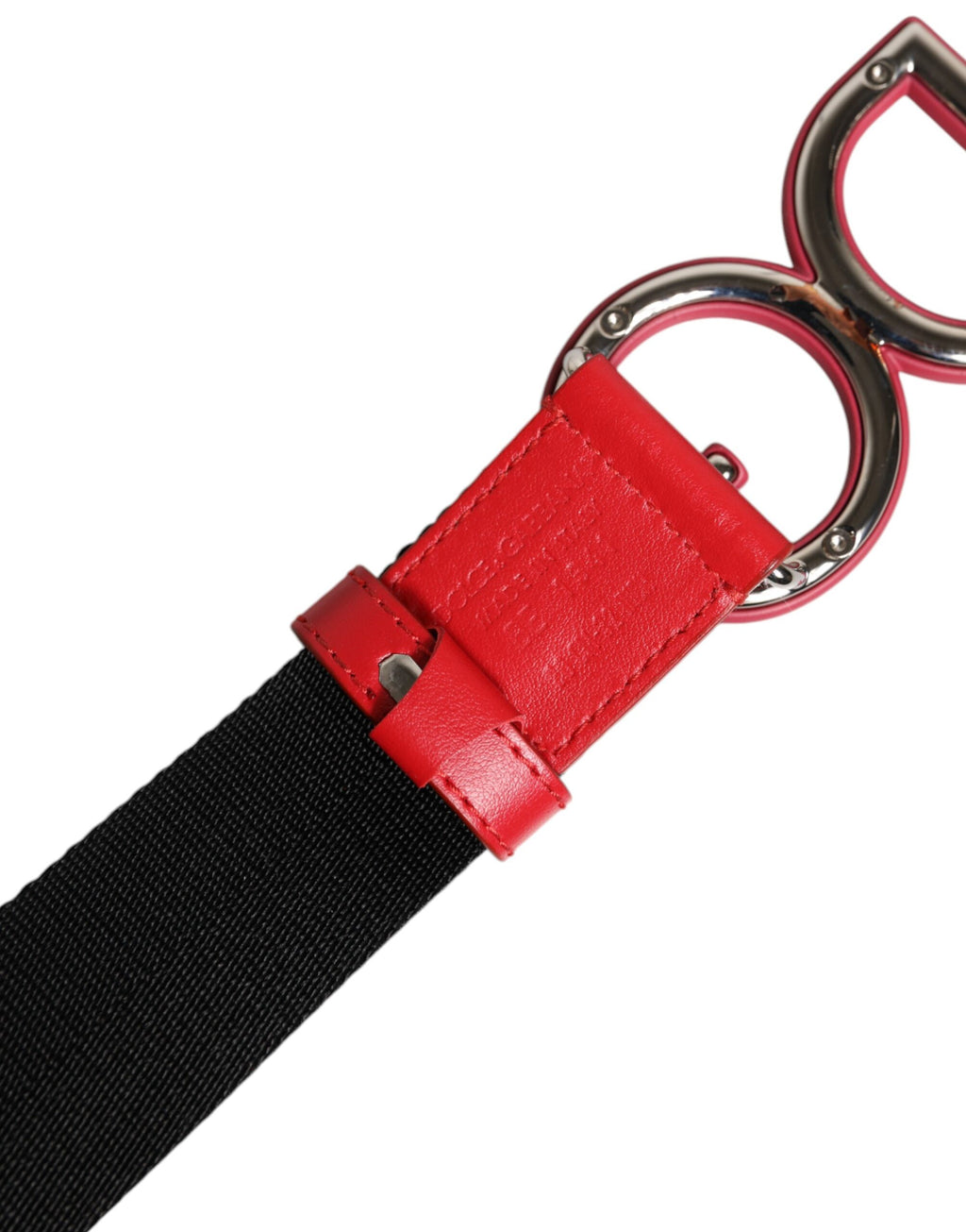 Dolce & Gabbana Black Red Nylon DG Metal Waist Buckle Belt