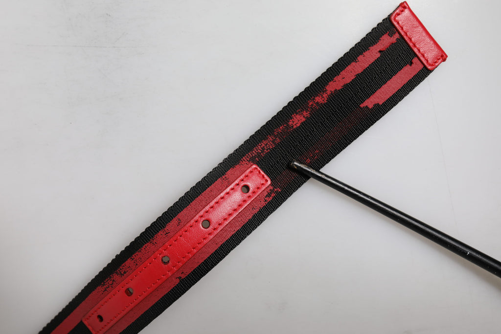 Dolce & Gabbana Black Red Nylon DG Metal Waist Buckle Belt