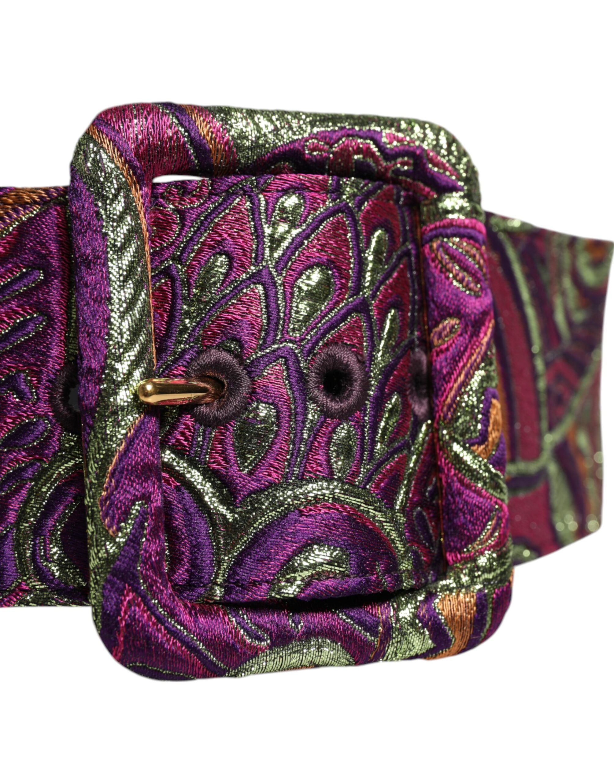 Dolce & Gabbana Multicolor Floral Jacquard Wide Waist Belt