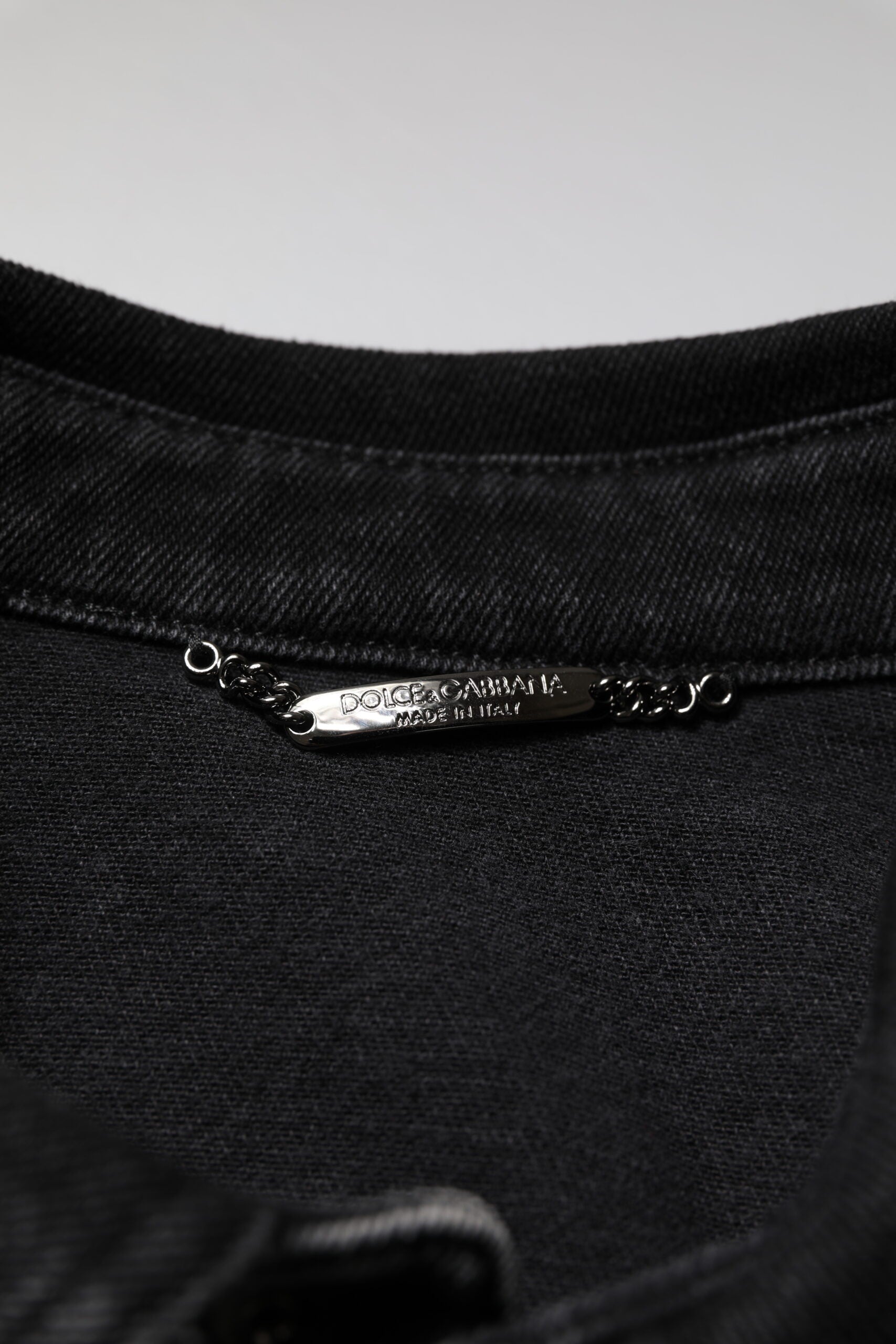 Dolce & Gabbana Black Logo Cotton Stretch Denim Jacket