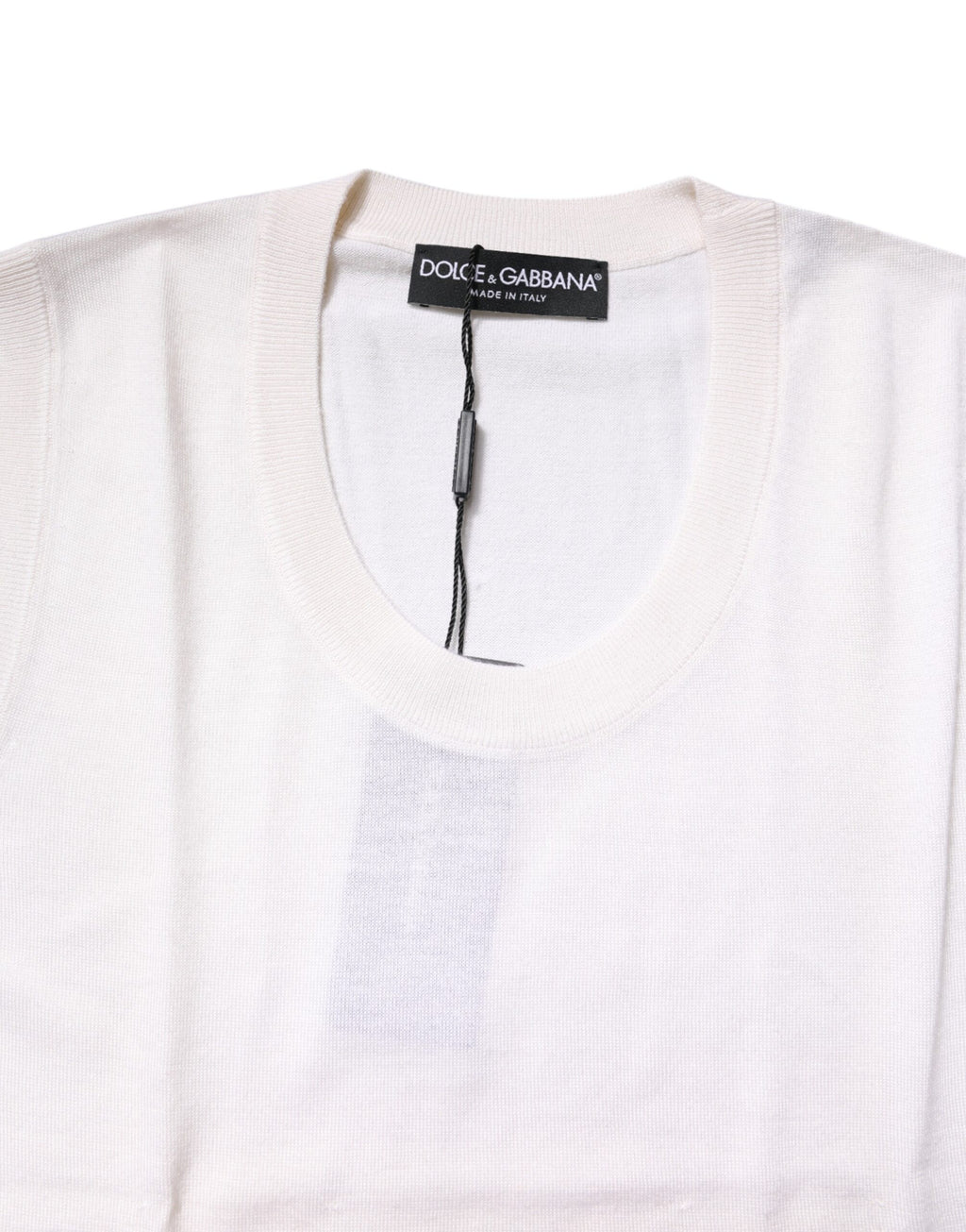 Dolce & Gabbana White Sleeveless Cashmere Round Neck Tank Top