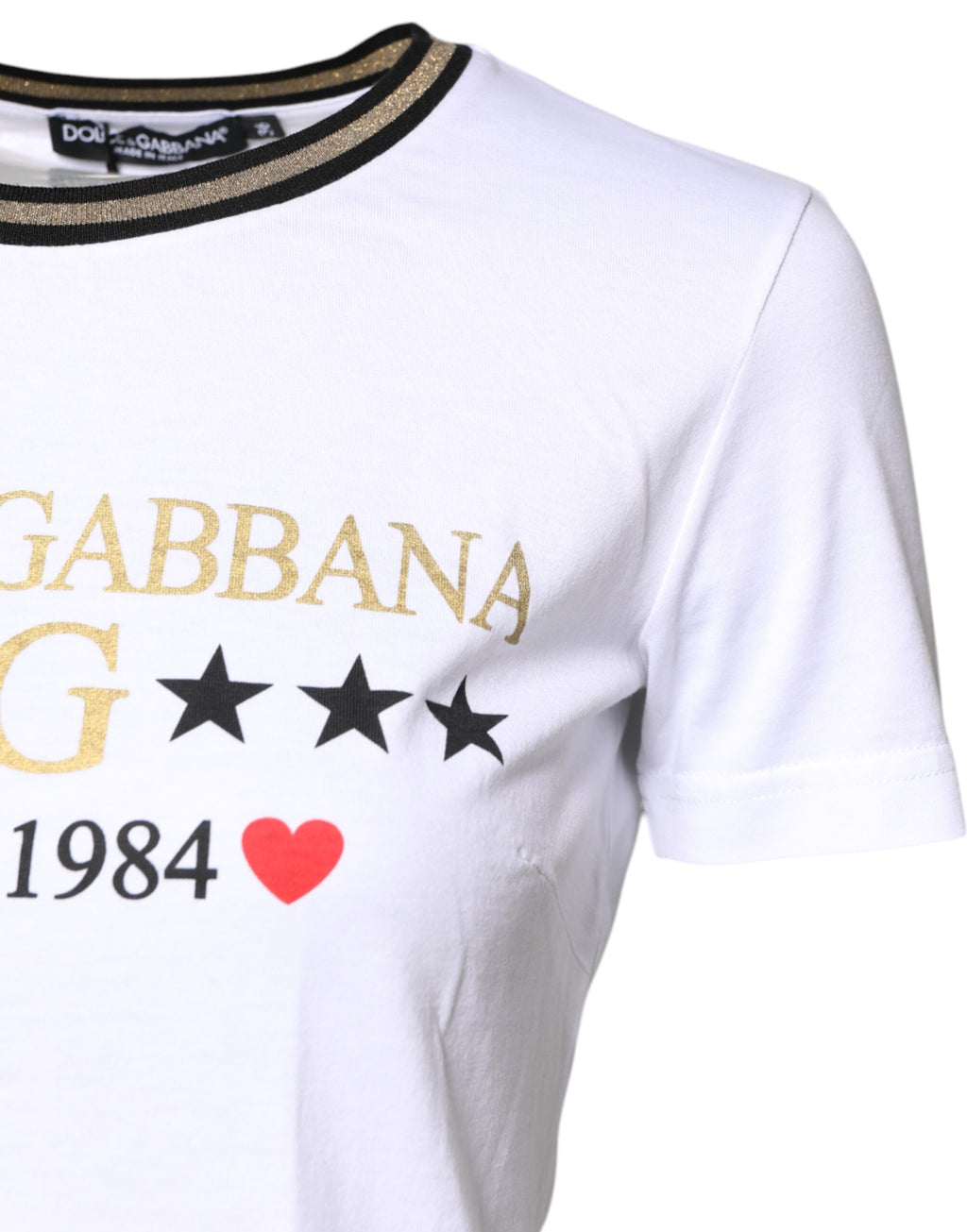 Dolce & Gabbana White Graphic Print Cotton Crew Neck T-shirt