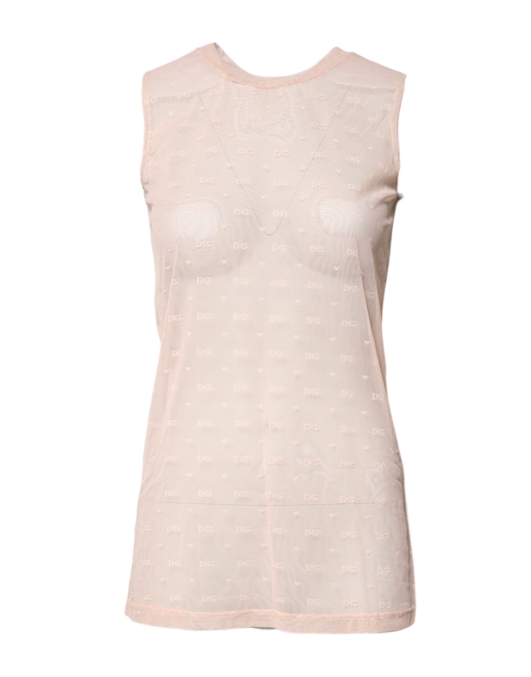 Dolce & Gabbana Beige Nylon Logo Monogram Sleeveless Tank Top