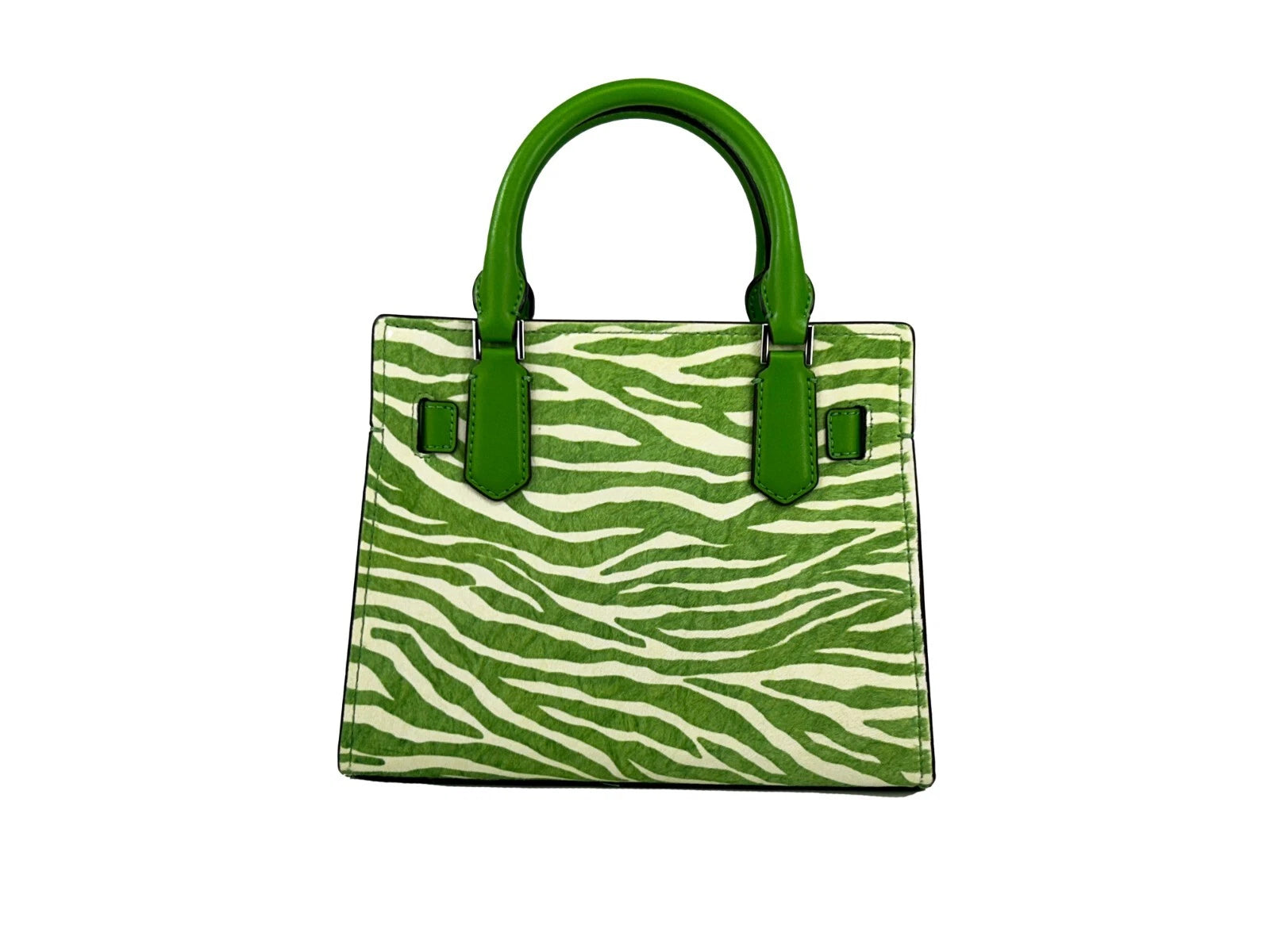 Michael Kors Hamilton Small Leather Zebra Print Satchel Crossbody Jungle Green