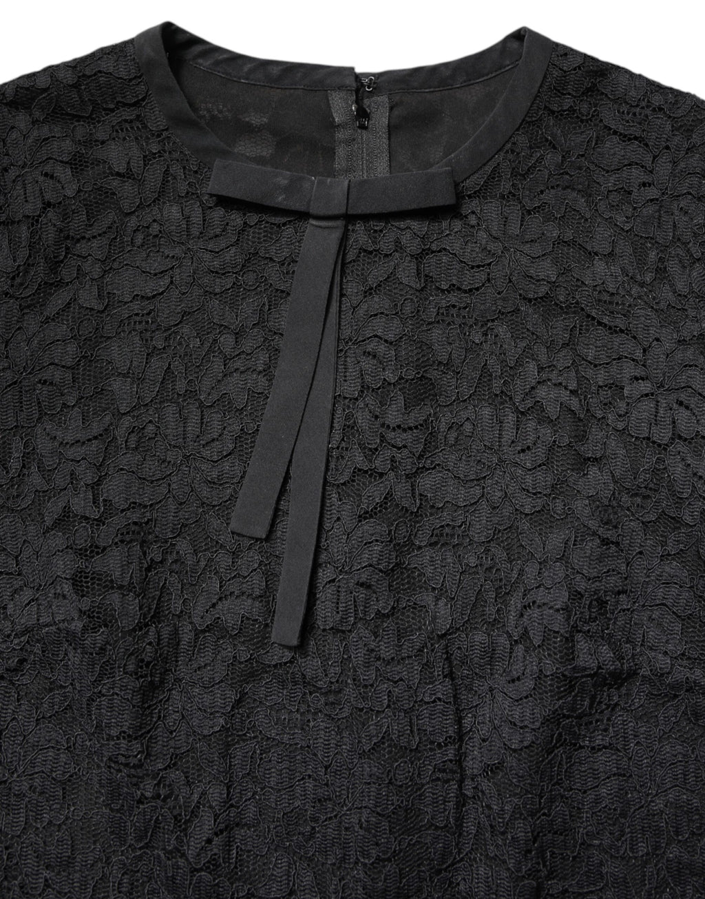 Dolce & Gabbana Black Lace STAFF Crew Neck Long Sleeves Top