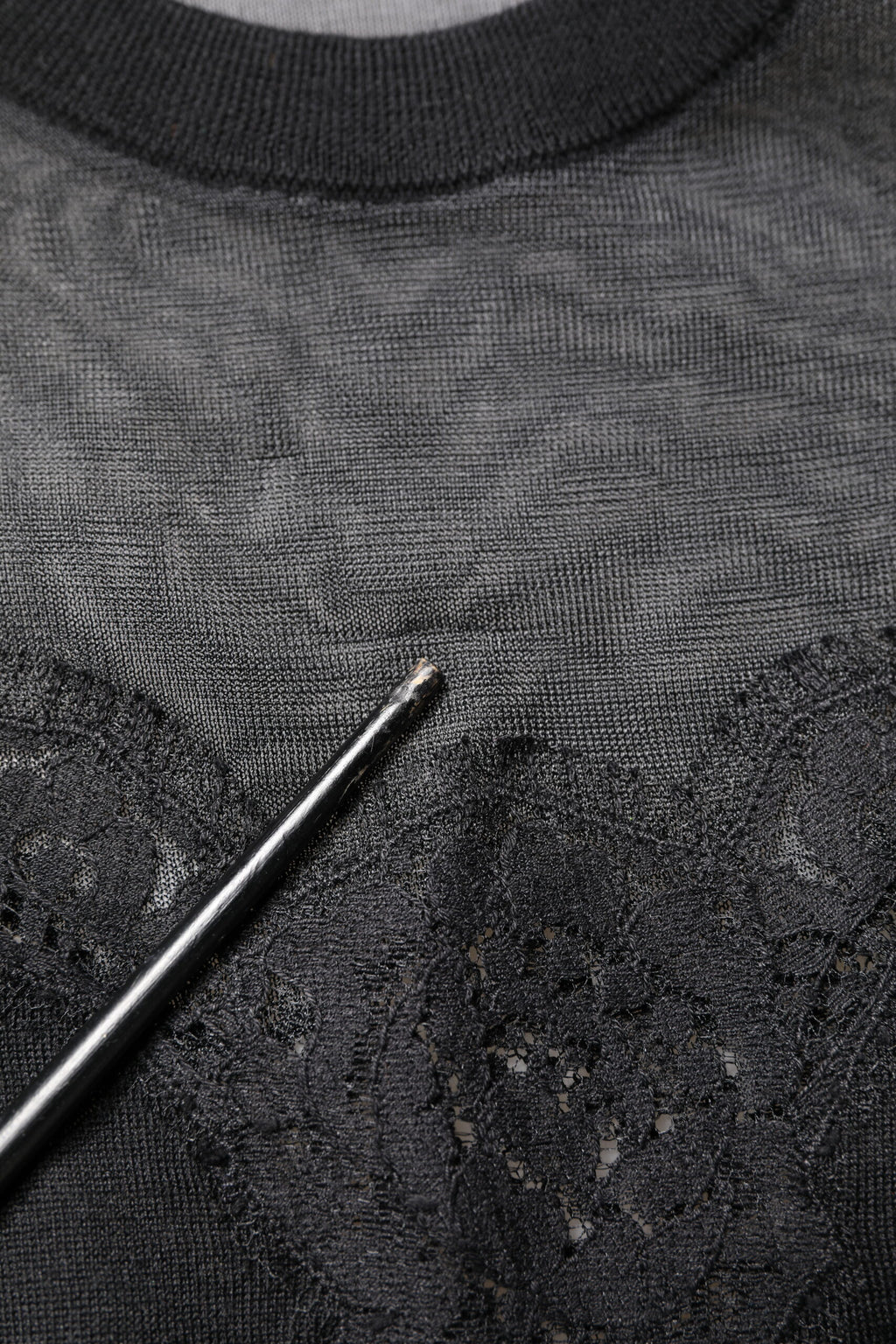 Dolce & Gabbana Black Lace Sheer Crew Neck Sleeveless Top