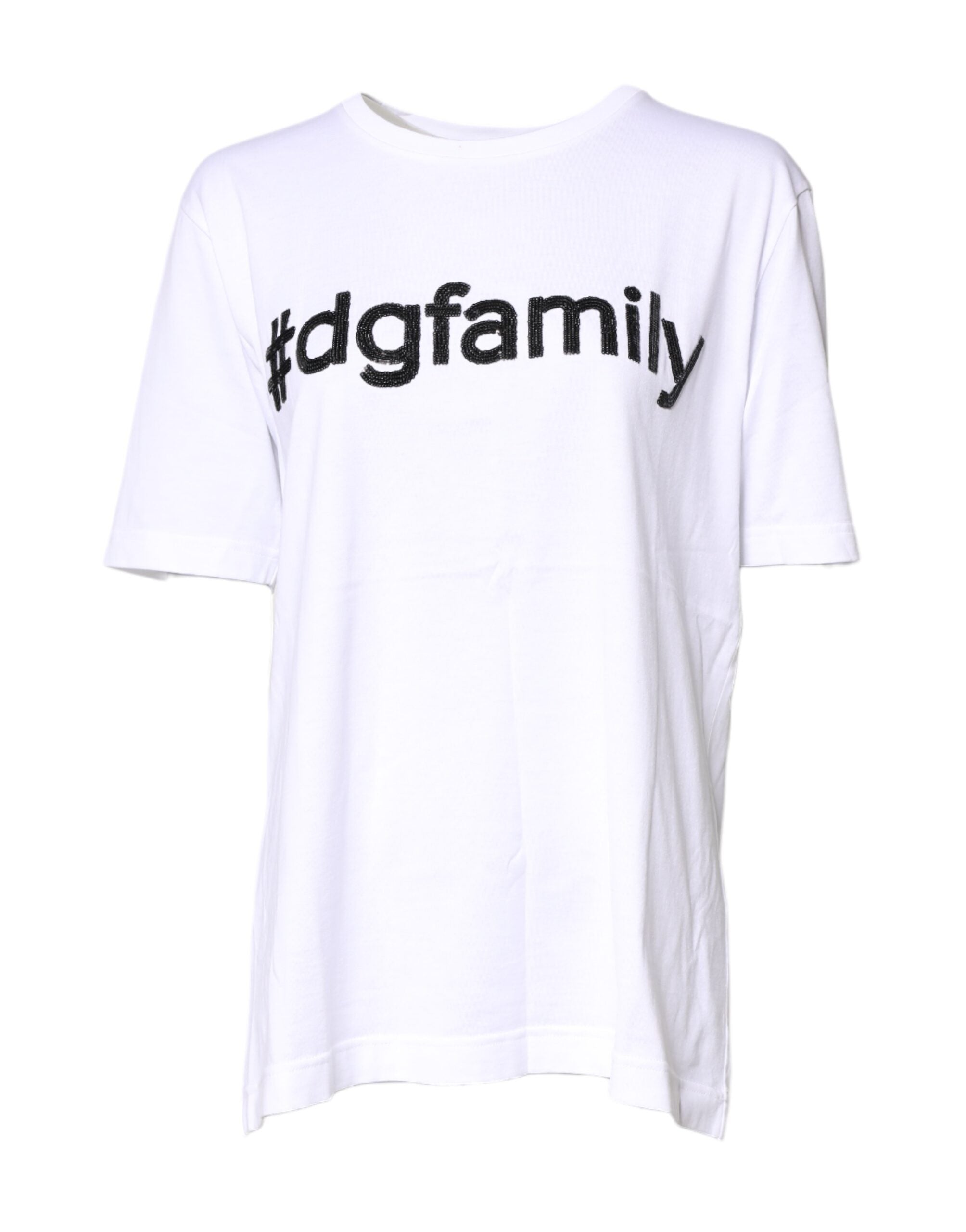 Dolce & Gabbana White #DGFamily Print Cotton Crew Neck T-shirt