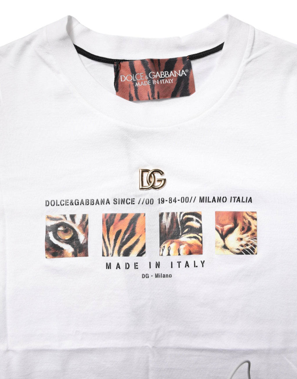 Dolce & Gabbana White Cotton Graphic Print Crew Neck T-shirt