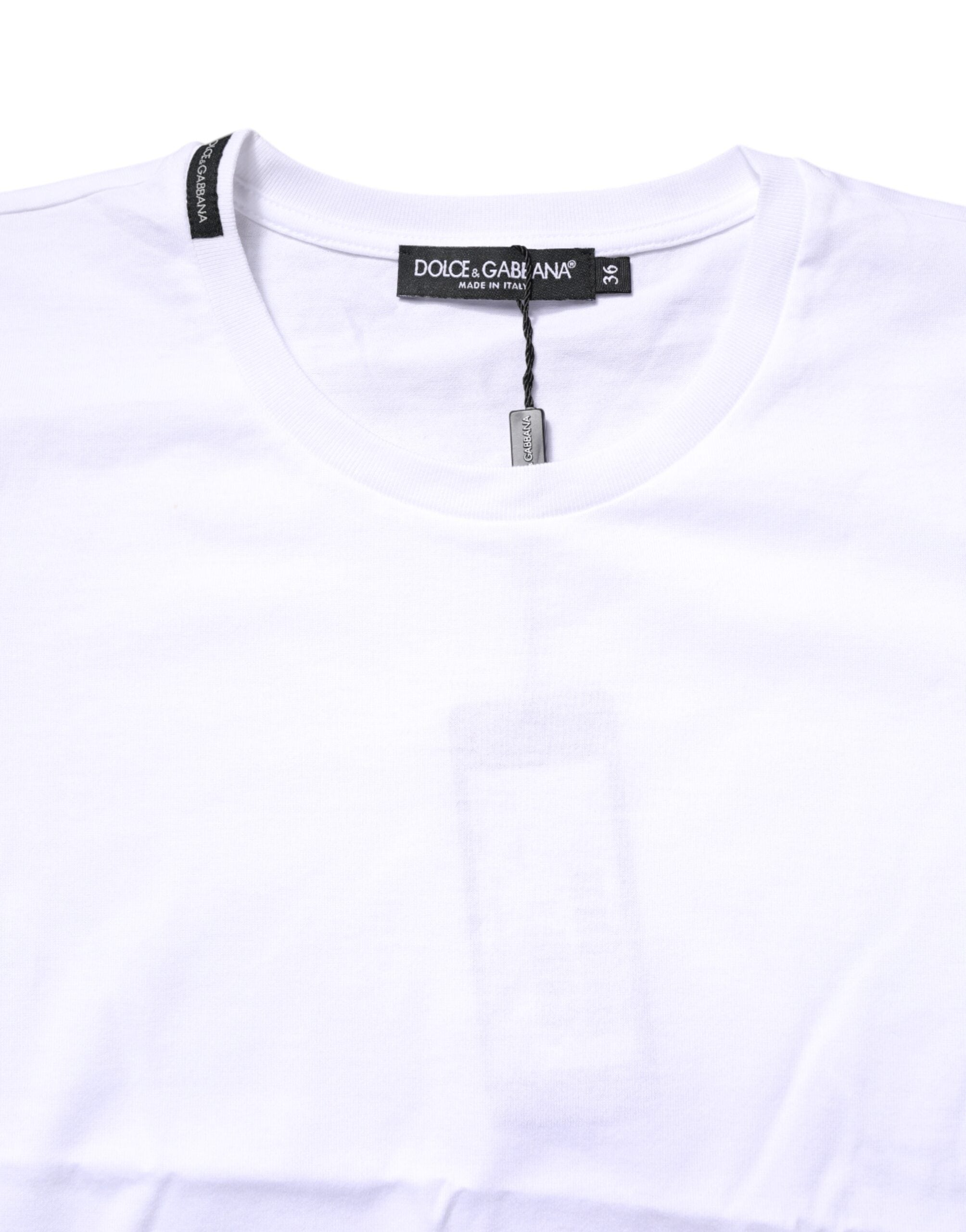 Dolce & Gabbana White Cotton Crew Neck Short Sleeves T-shirt