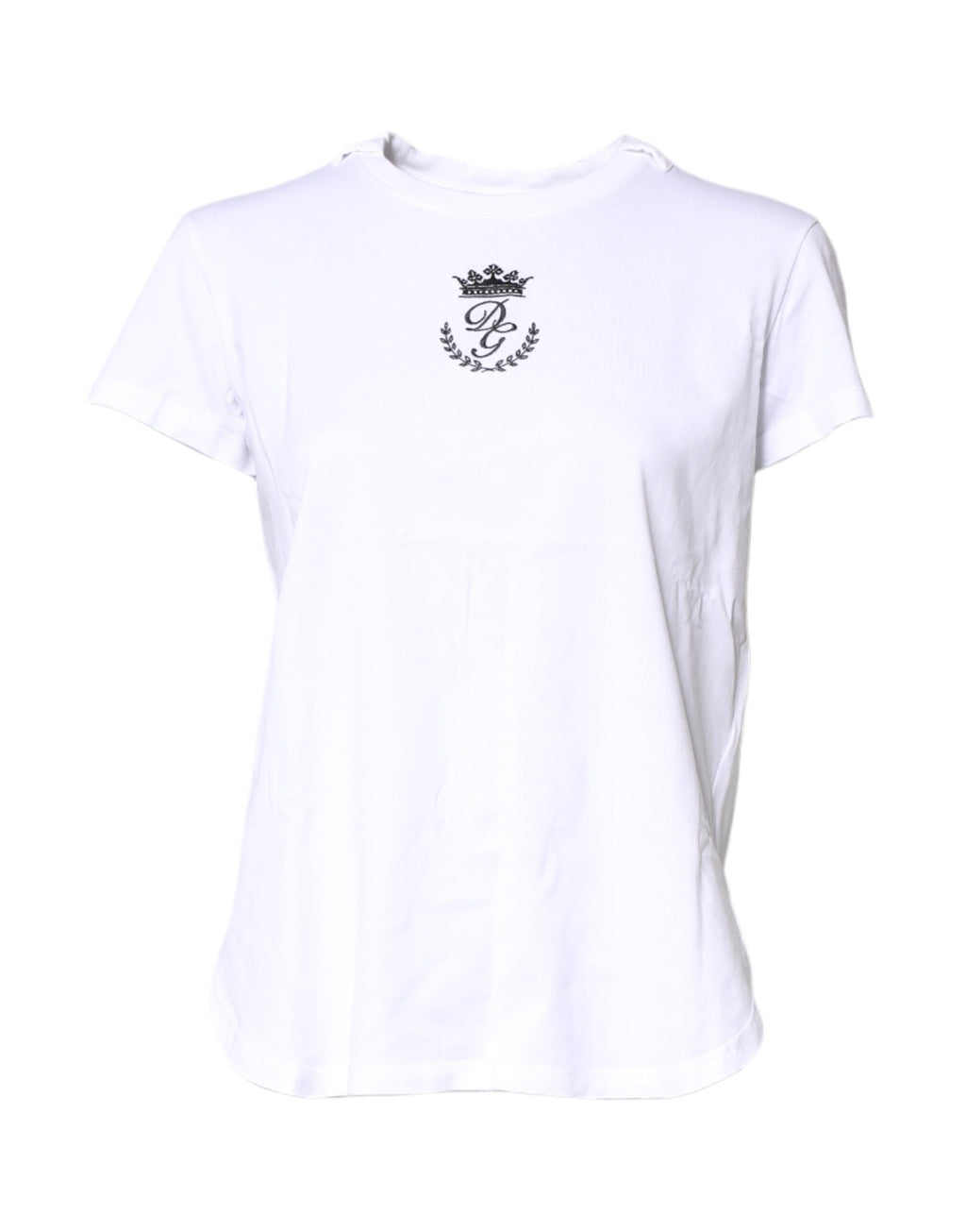 Dolce & Gabbana White Logo Crown Cotton Crew Neck T-shirt