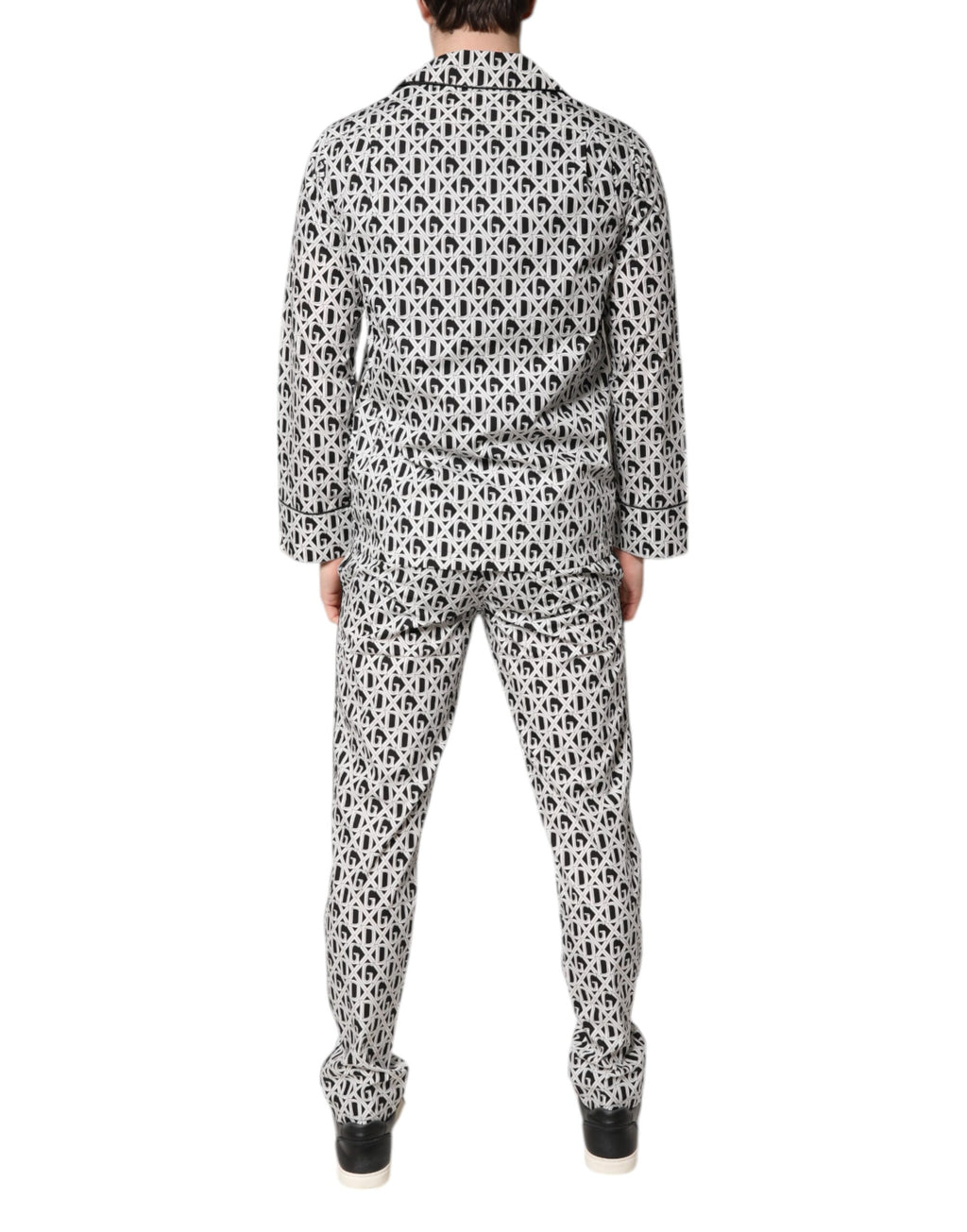 Dolce & Gabbana Black White DG Print Cotton Pajama Set Sleepwear
