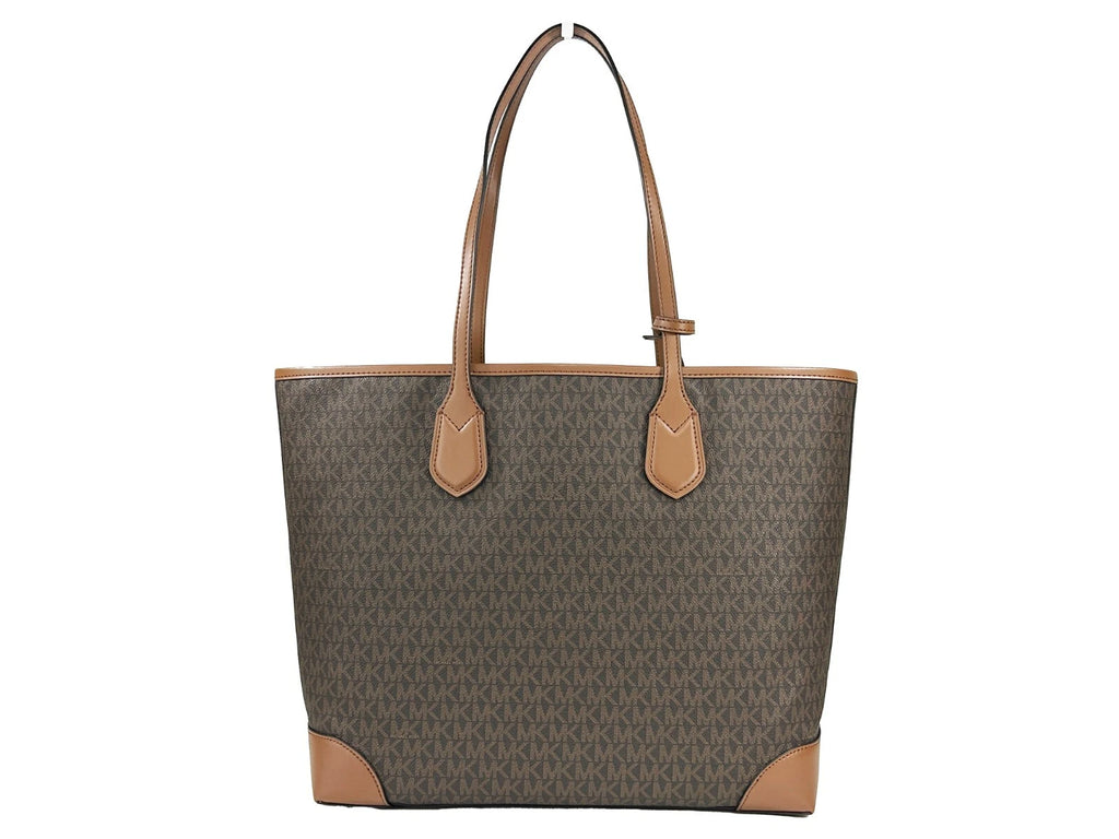 Michael Kors Eva Large Stripe Travel Tote Bag Plus Pouch Brown