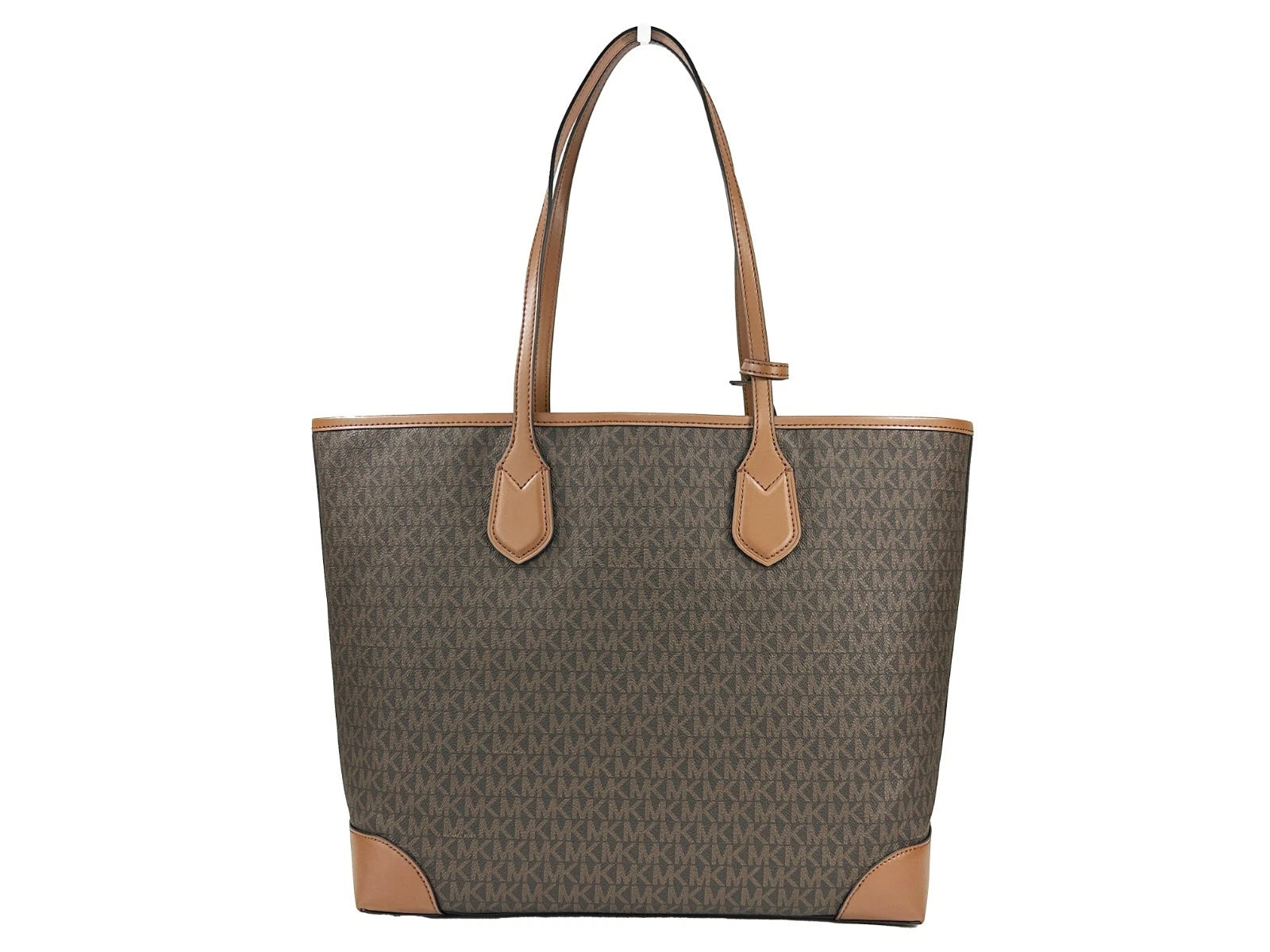 Michael Kors Eva Large Stripe Travel Tote Bag Plus Pouch Brown